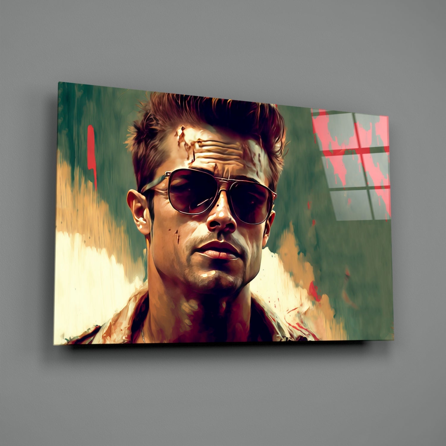 Red Leather Jacket Anarchist Glass Wall Art || Designer Collection