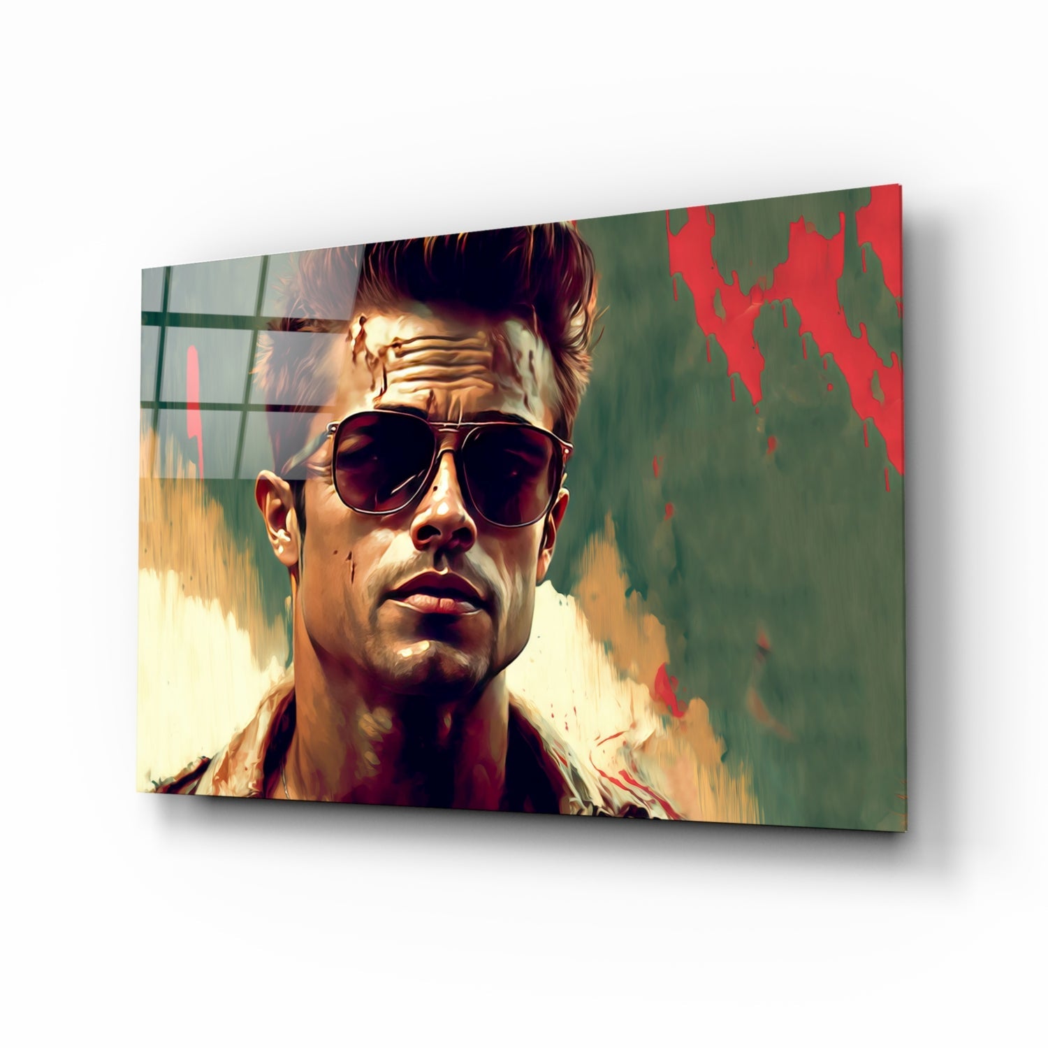 Red Leather Jacket Anarchist Glass Wall Art || Designer Collection