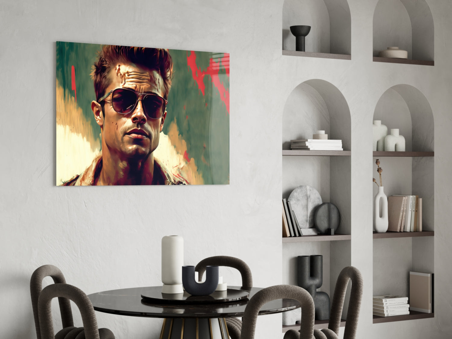 Red Leather Jacket Anarchist Glass Wall Art || Designer Collection