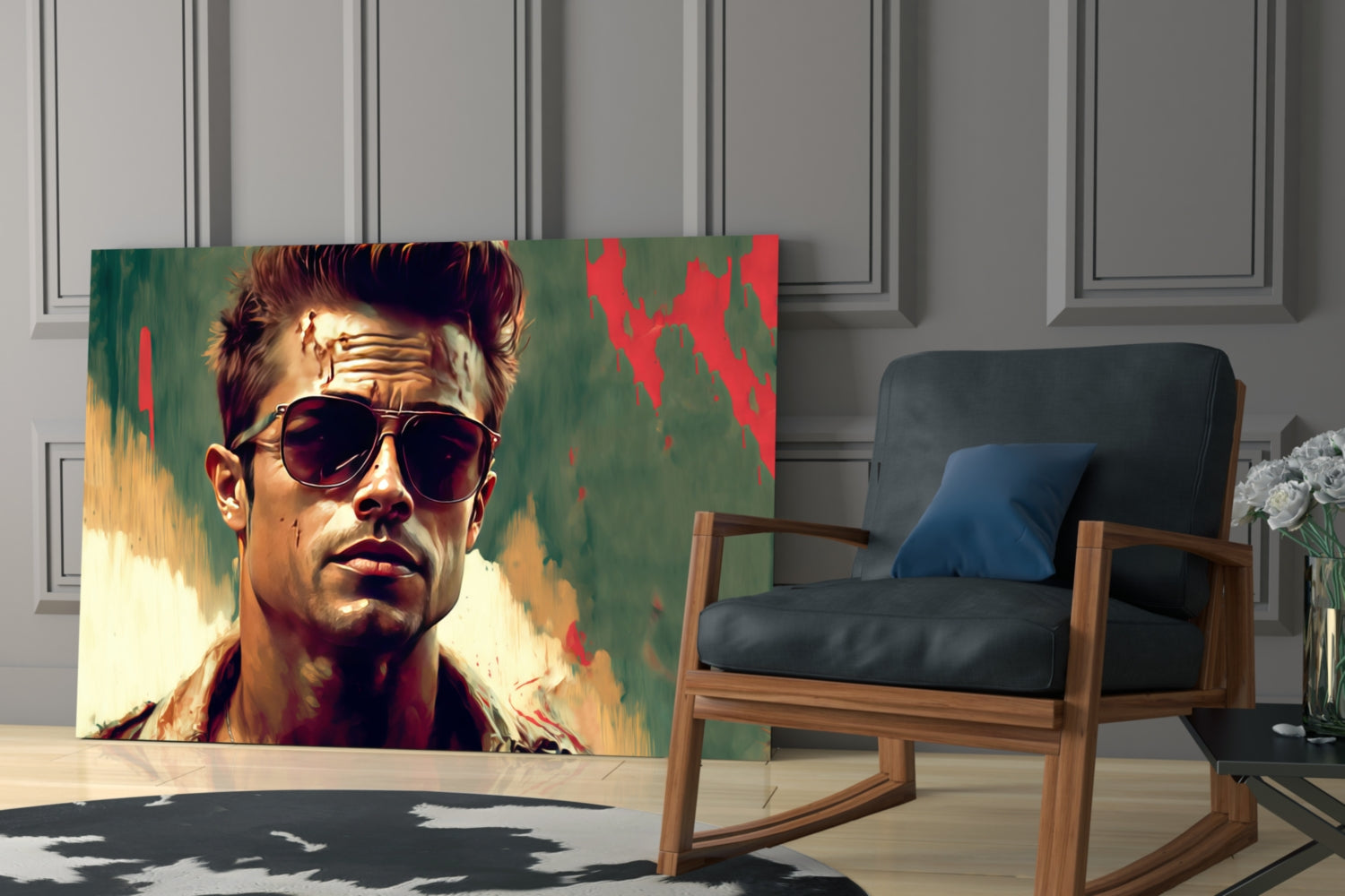 Red Leather Jacket Anarchist Glass Wall Art || Designer Collection