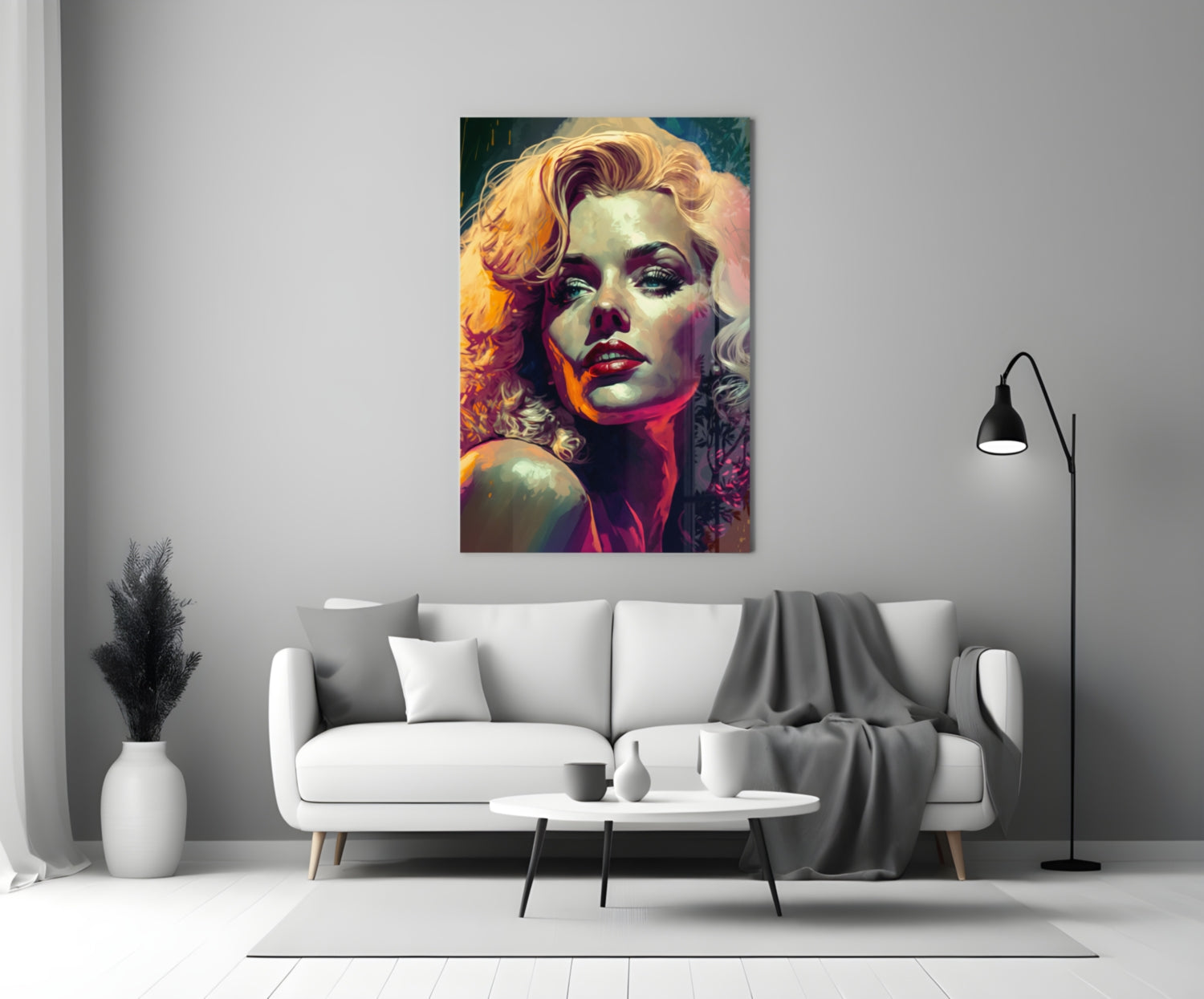 Vivid Painted Blonde Diva Glass Wall Art