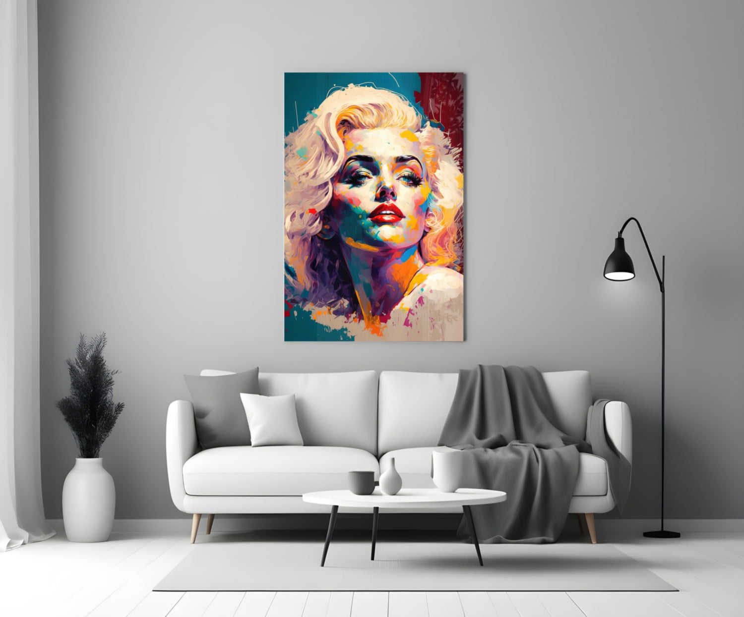 Teal Brushstroke Blonde Diva Glass Wall Art