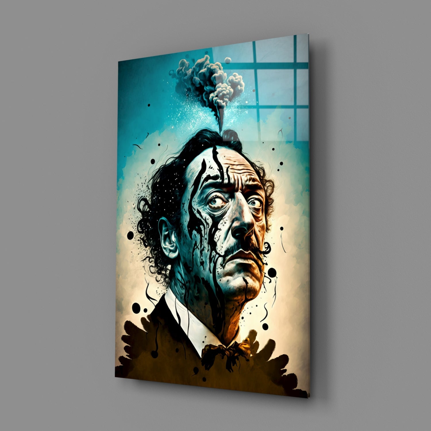 Mushroom Cloud Head Surreal Portrait Glass Wall Art