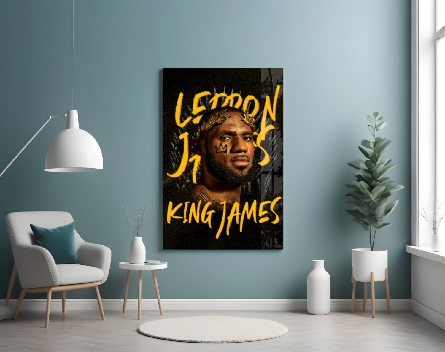 Crowned Basketball Champion Glass Wall Art || Designer Collection