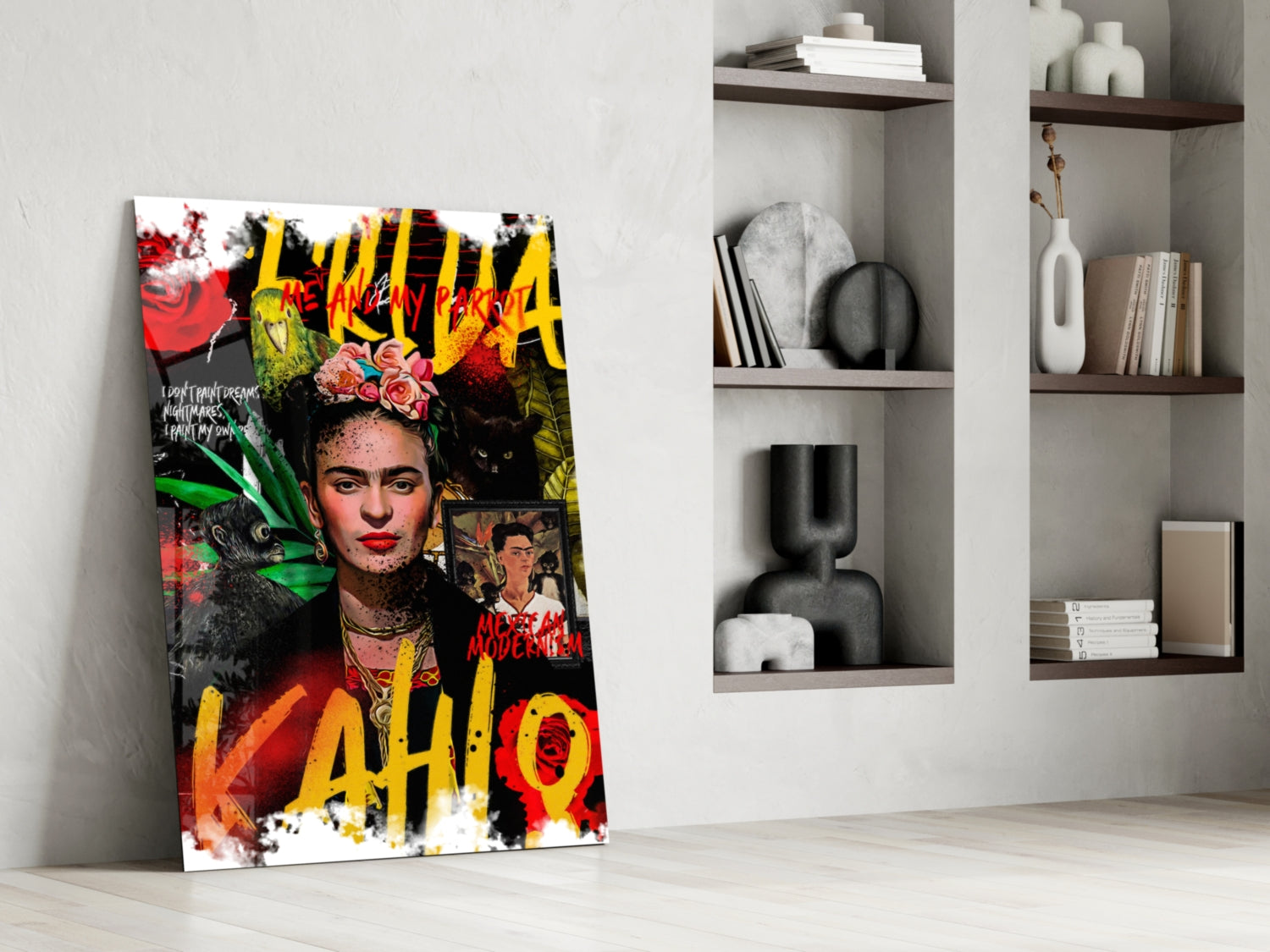 Flower Crown Woman Portrait Glass Wall Art || Designer Collection
