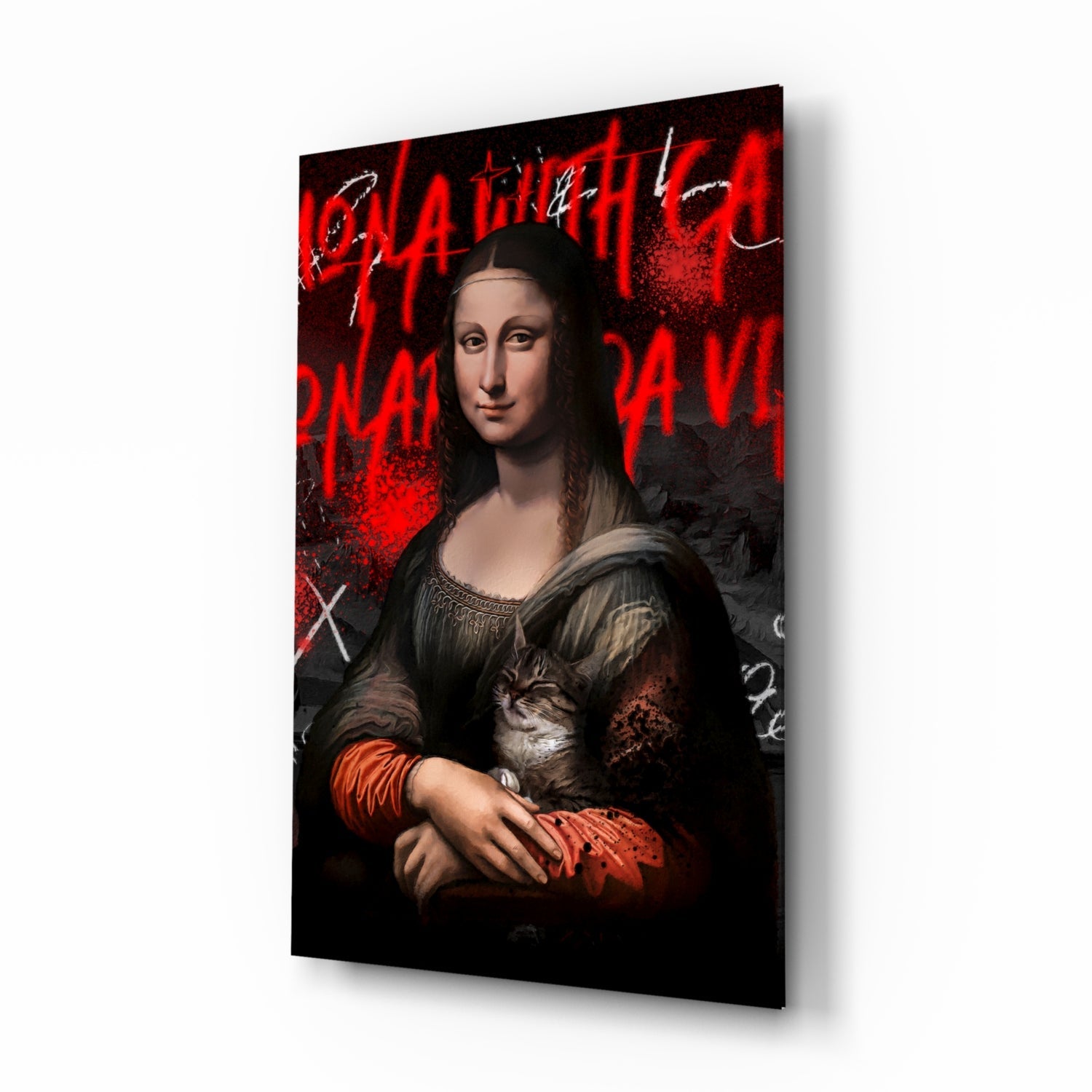 Mona Lisa, The Cat Lover Glass Wall Art || Designer Collection