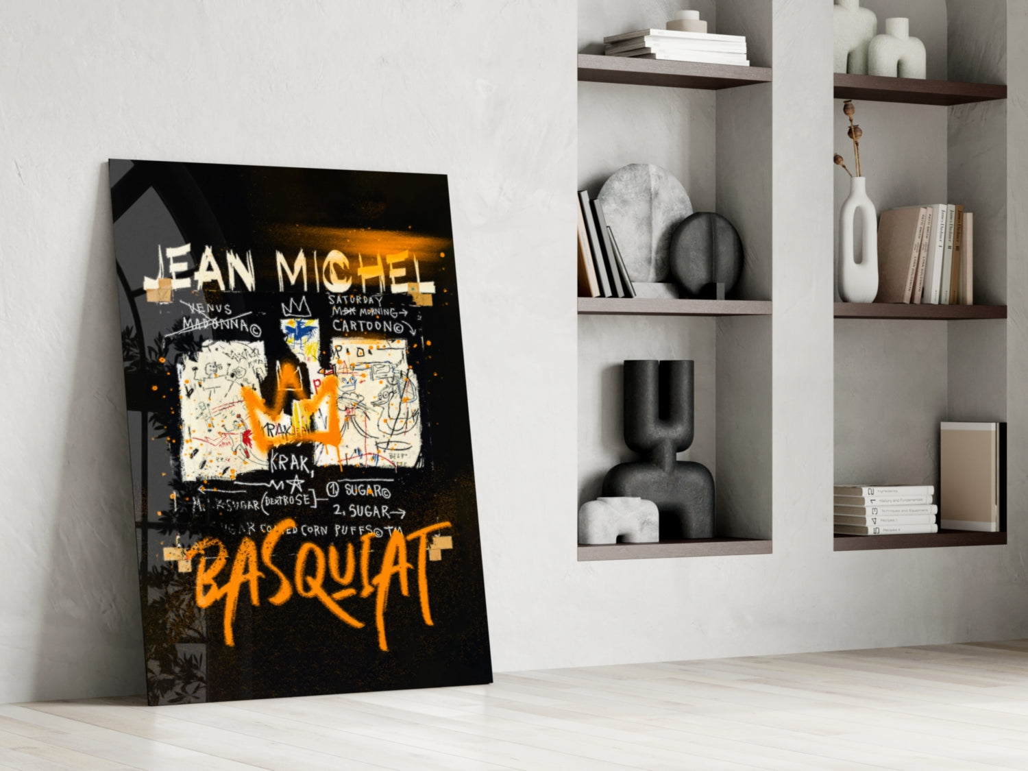 Orange Crown Cereal Graffiti Glass Wall Art