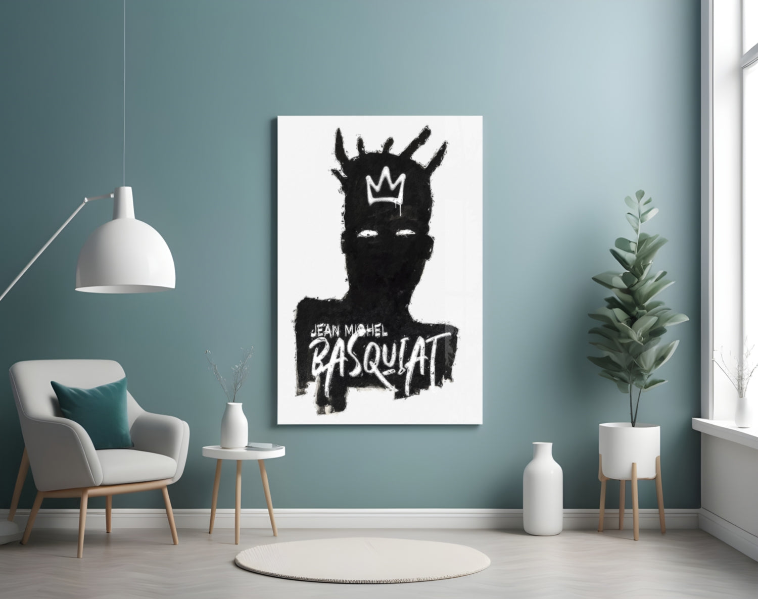 Black Silhouette Crowned King Glass Wall Art