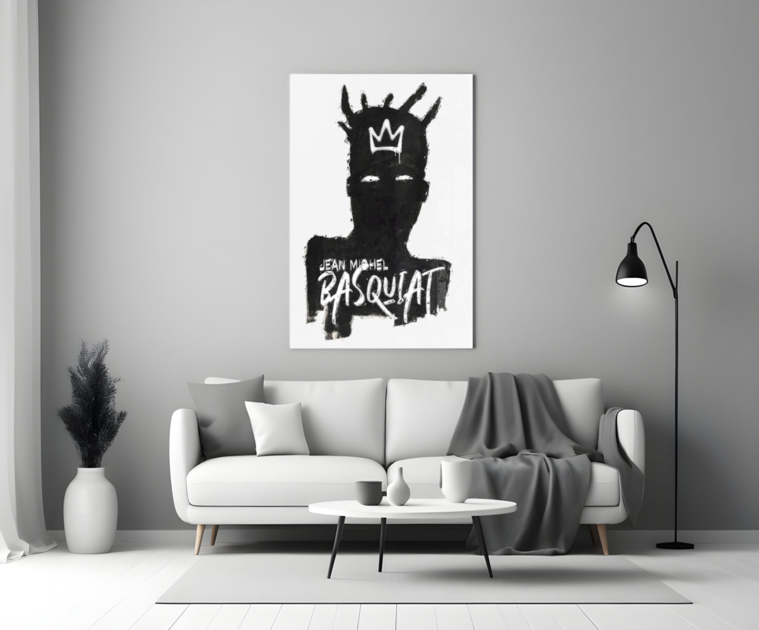 Black Silhouette Crowned King Glass Wall Art