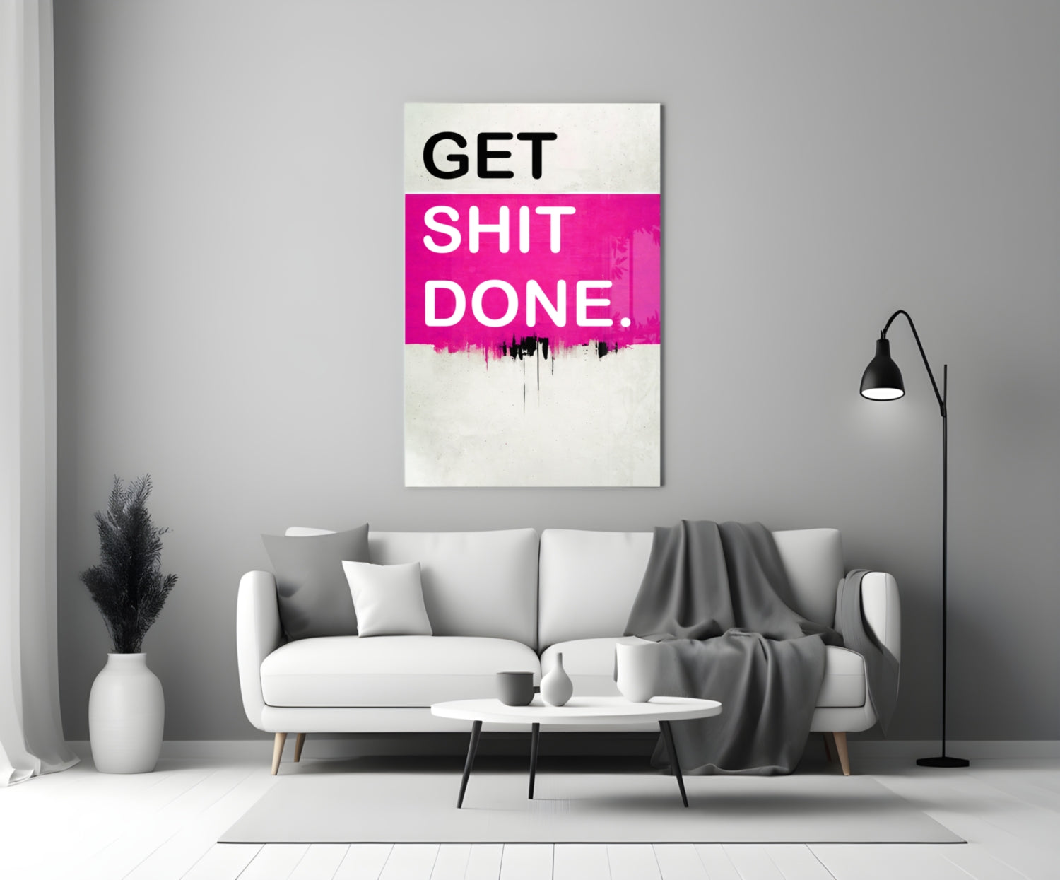 Hot Pink Block Motivation Typography Glass Wall Art
