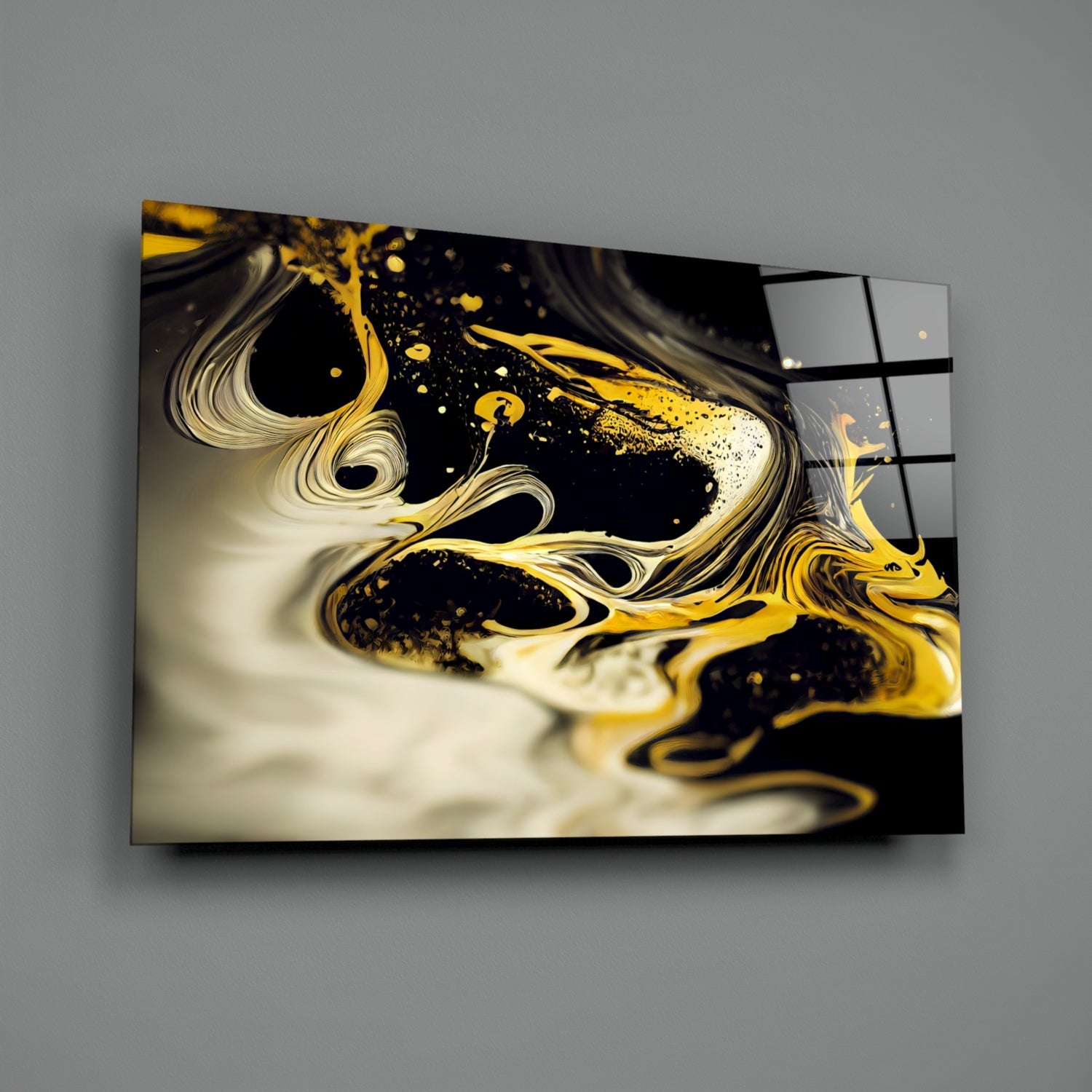 Golden Splash Glass Wall Art || Designer Collection