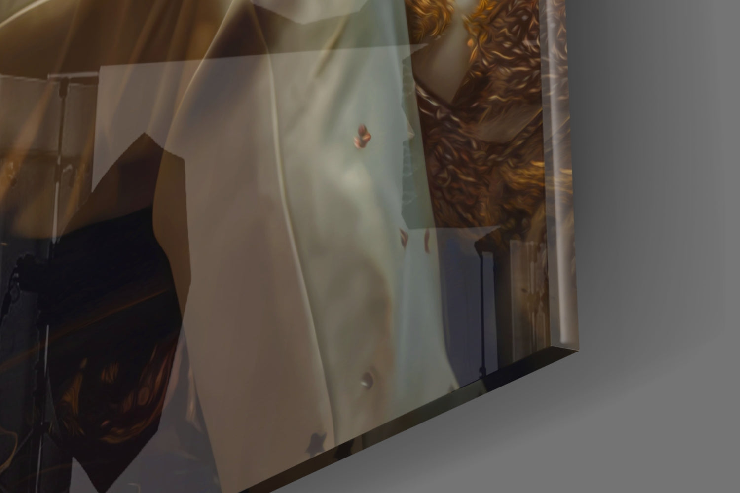 Ivory Gold Coat Prince Throne Glass Wall Art