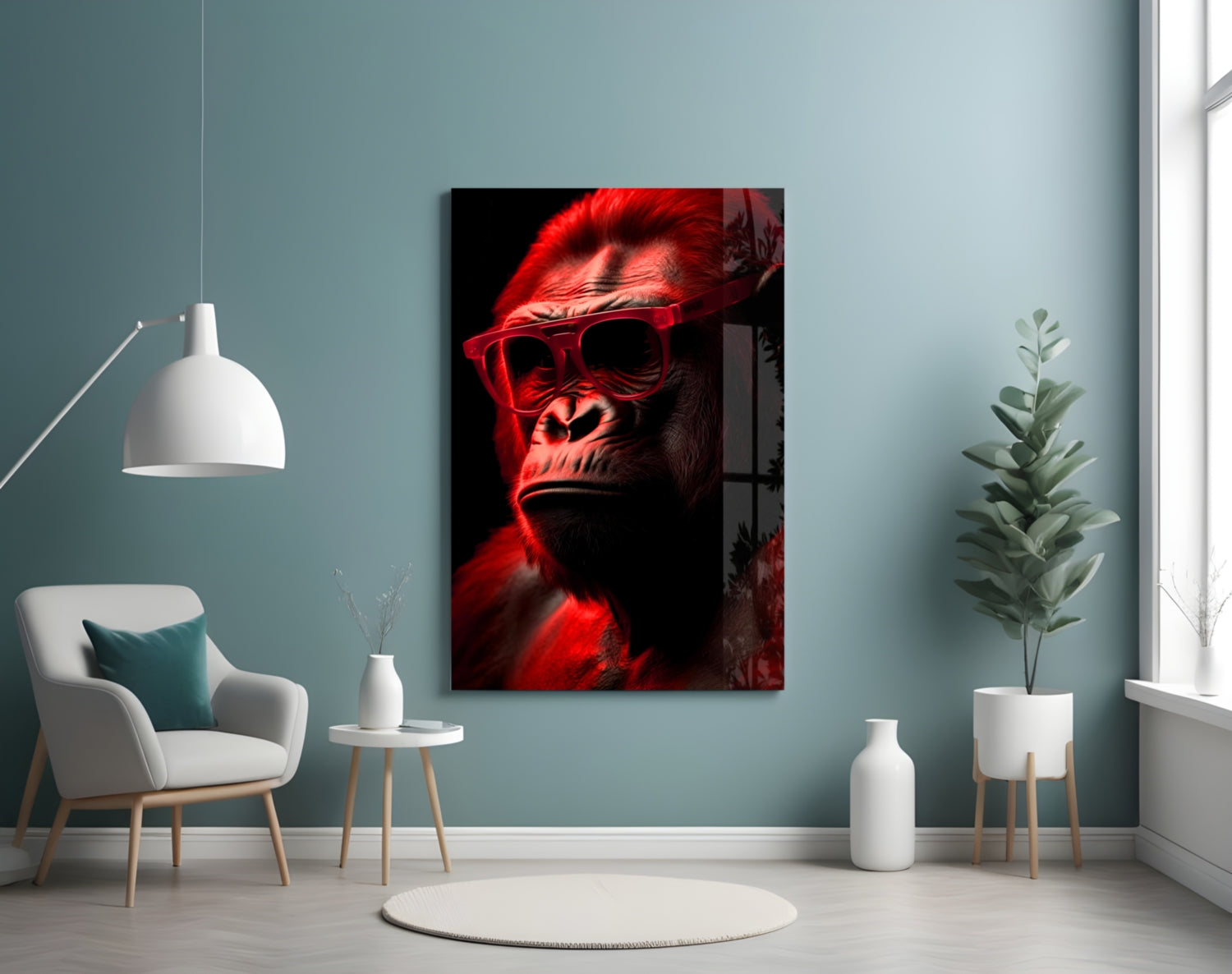 Ape the Thinker Glass Wall Art || Designer Collection