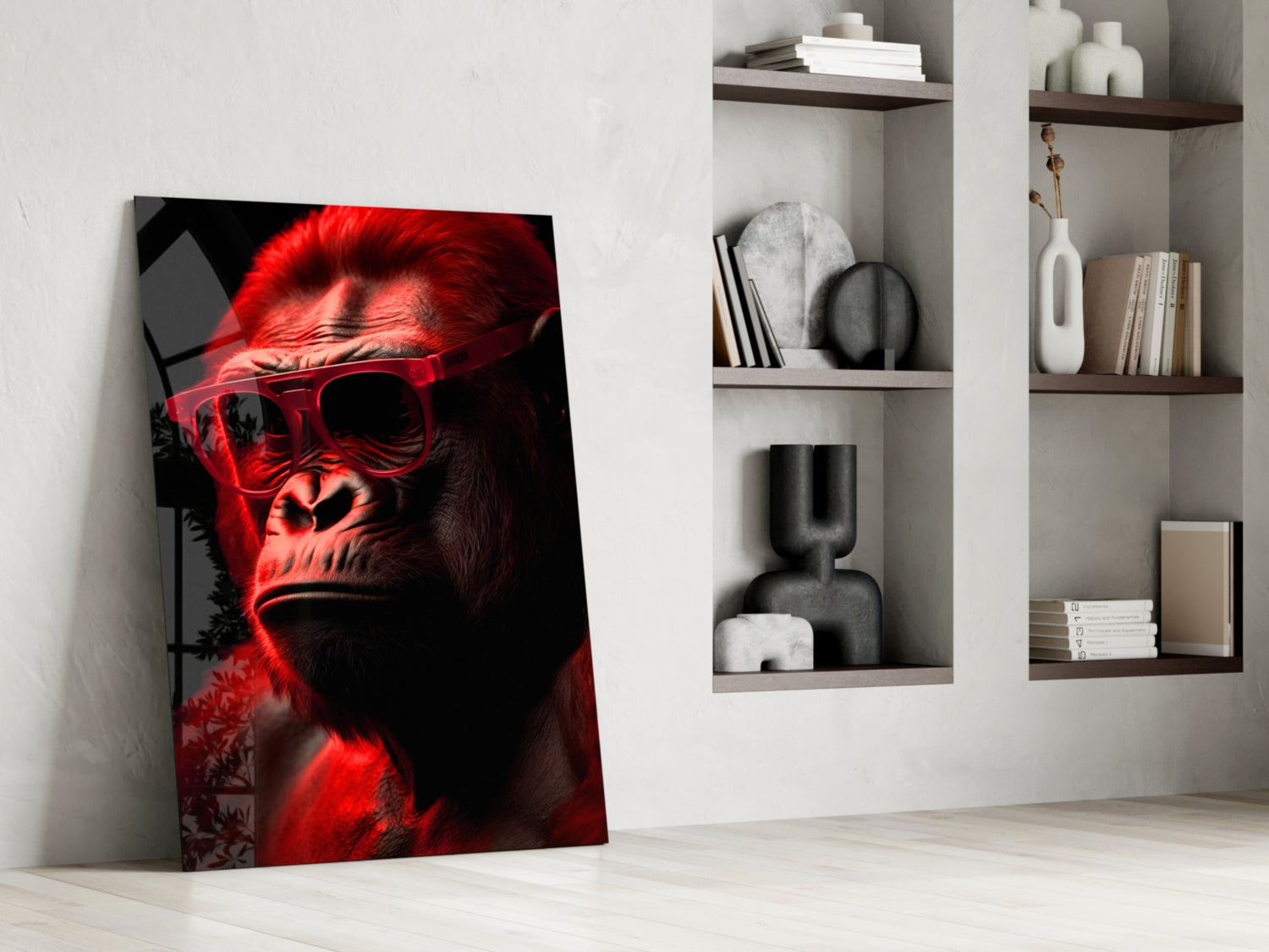 Ape the Thinker Glass Wall Art || Designer Collection