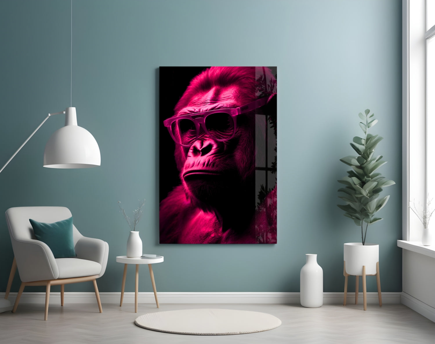 Ape the Thinker Glass Wall Art || Designer Collection
