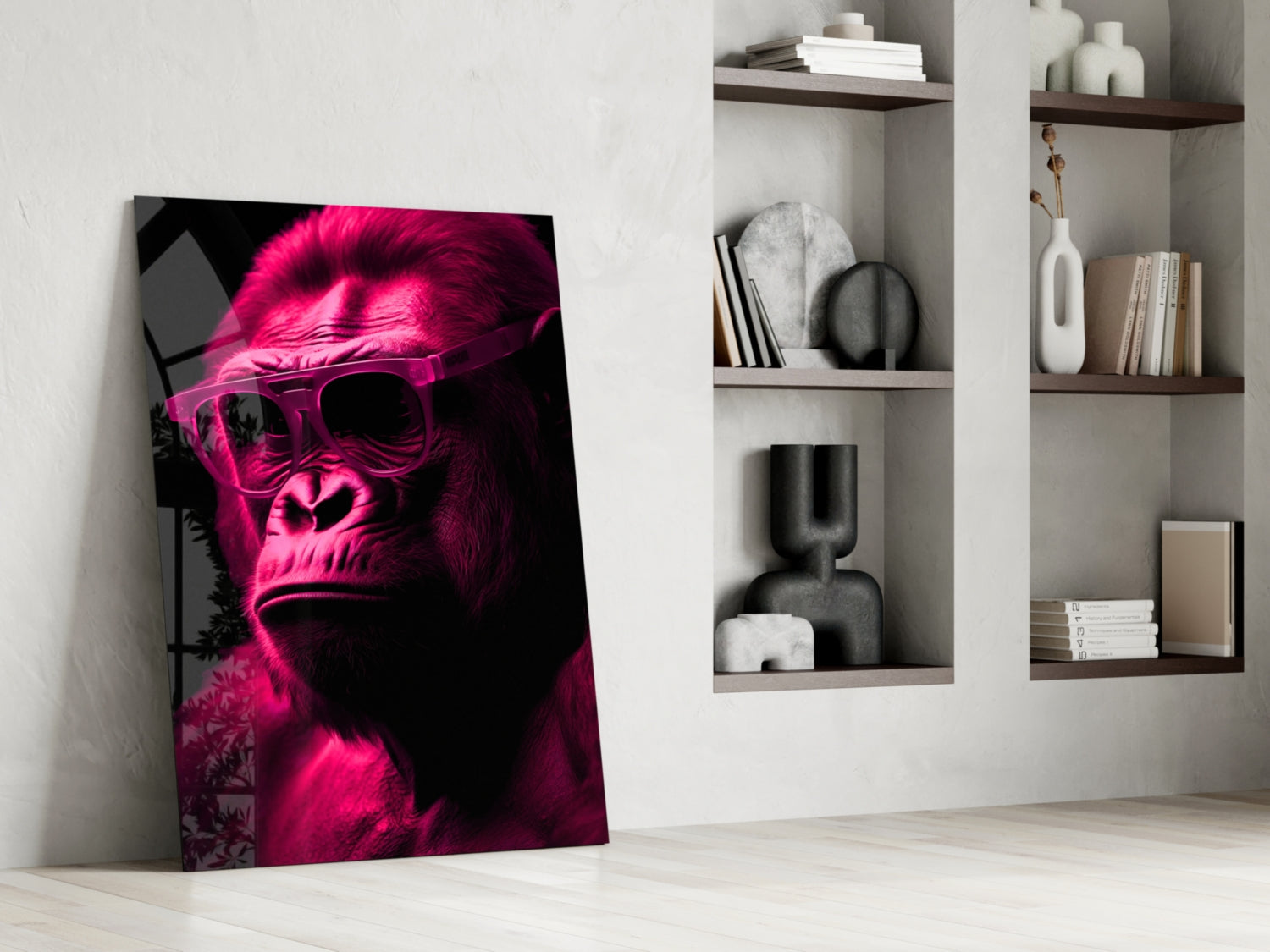 Ape the Thinker Glass Wall Art || Designer Collection