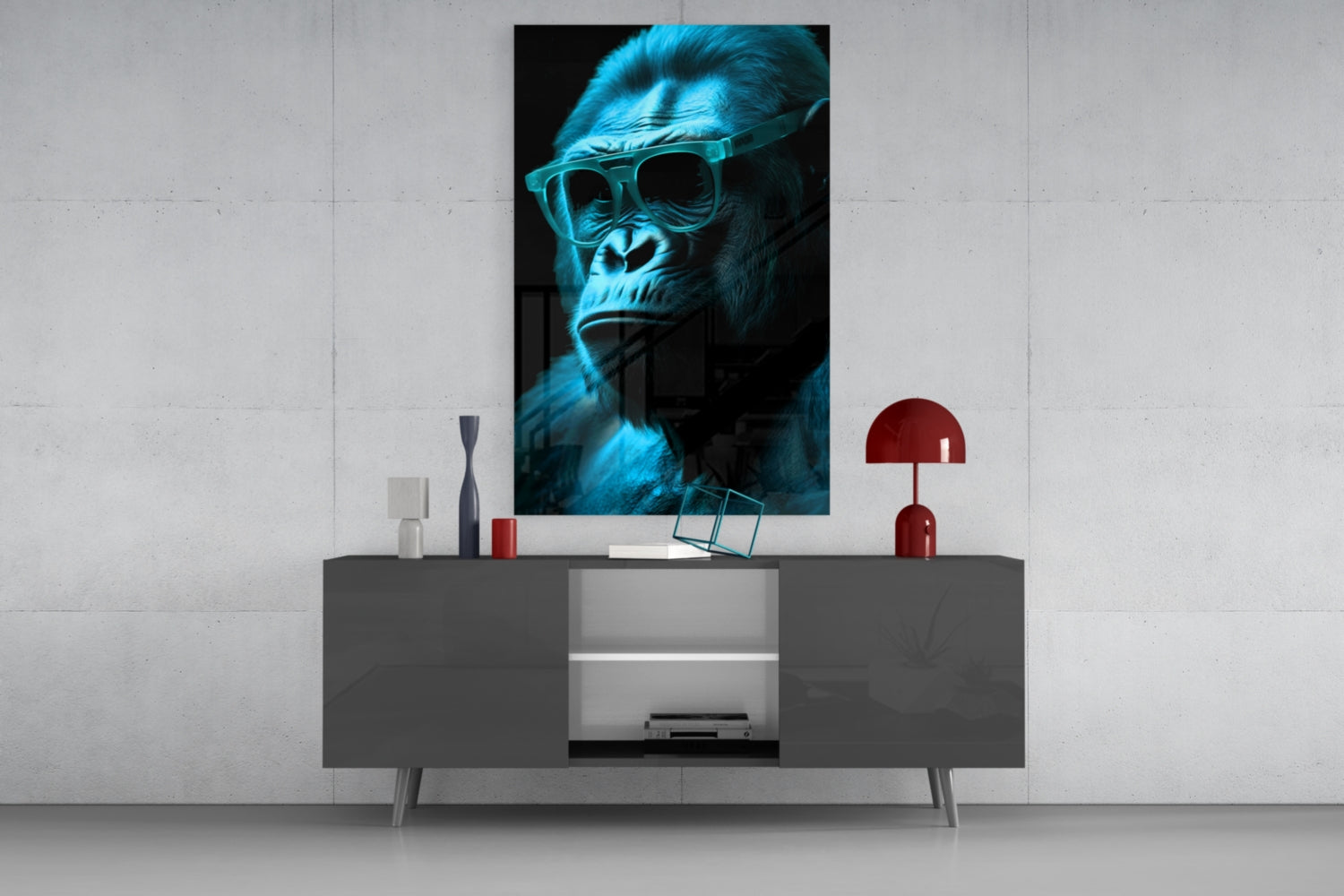 Ape the Thinker Glass Wall Art || Designer Collection