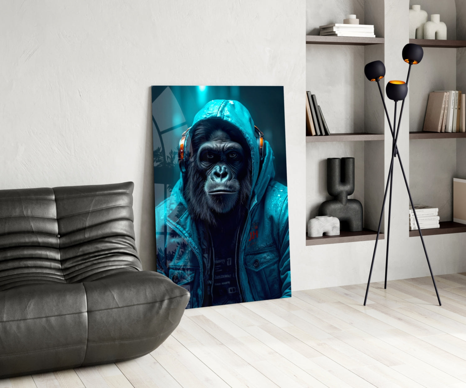 Music and the Ape Glass Wall Art || Designer Collection