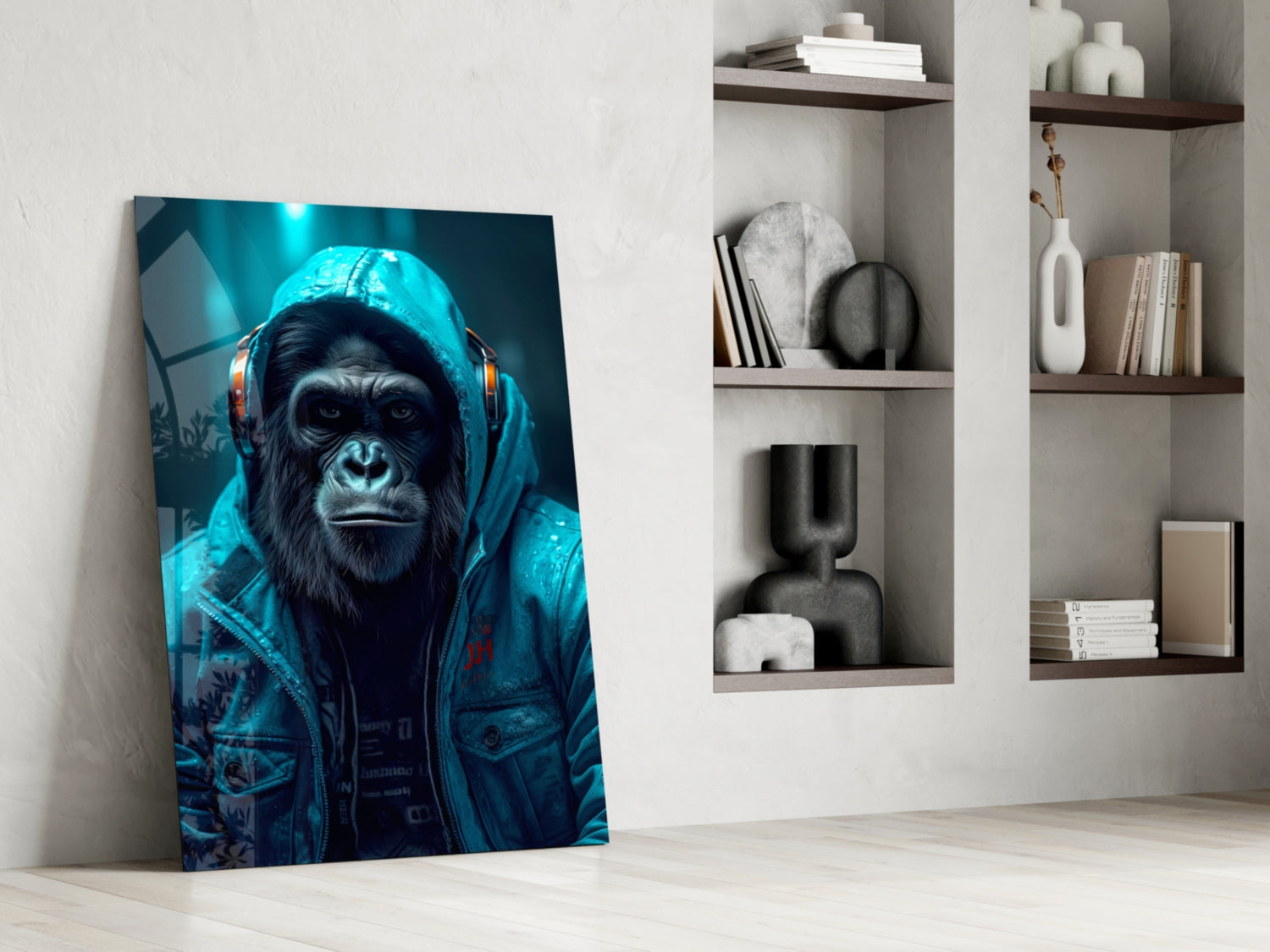 Music and the Ape Glass Wall Art || Designer Collection