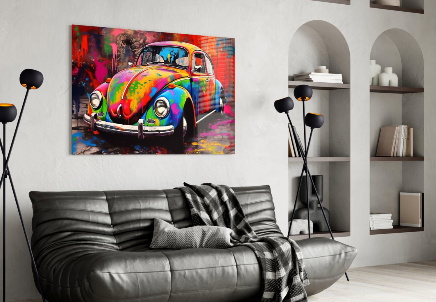 Colorful Retro Camper Van Glass Wall Art || Designer Collection