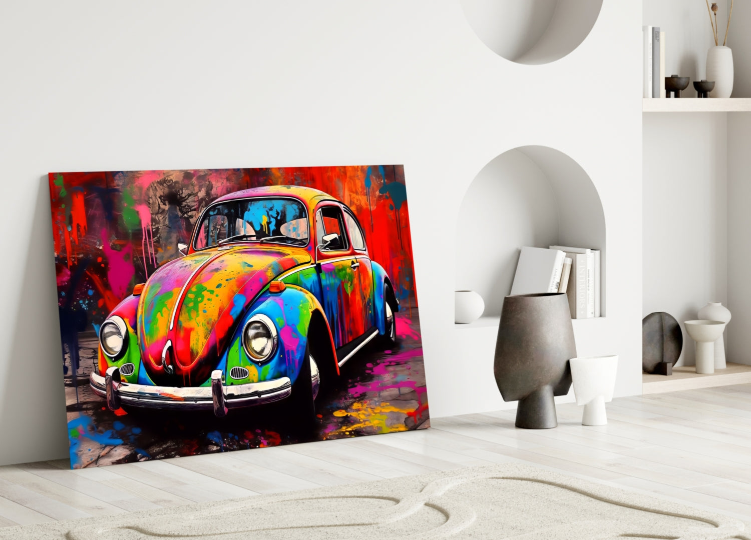 Colorful Retro Camper Van Glass Wall Art || Designer Collection