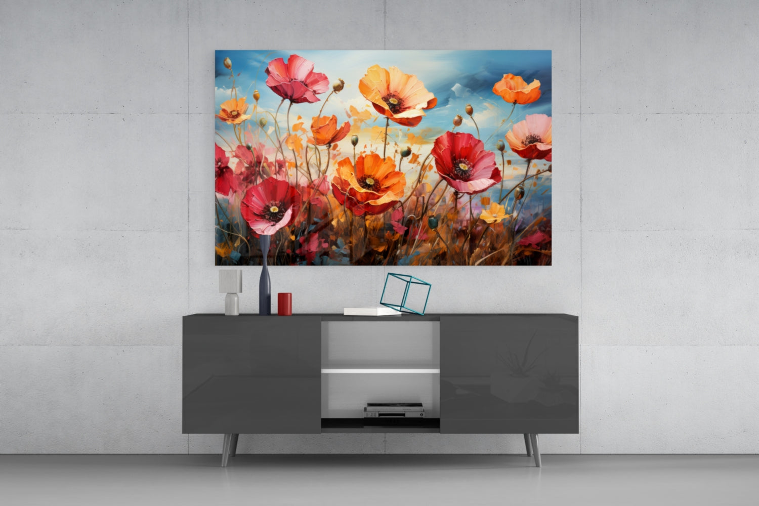 Poppies Glass Wall Art || Designer Collection