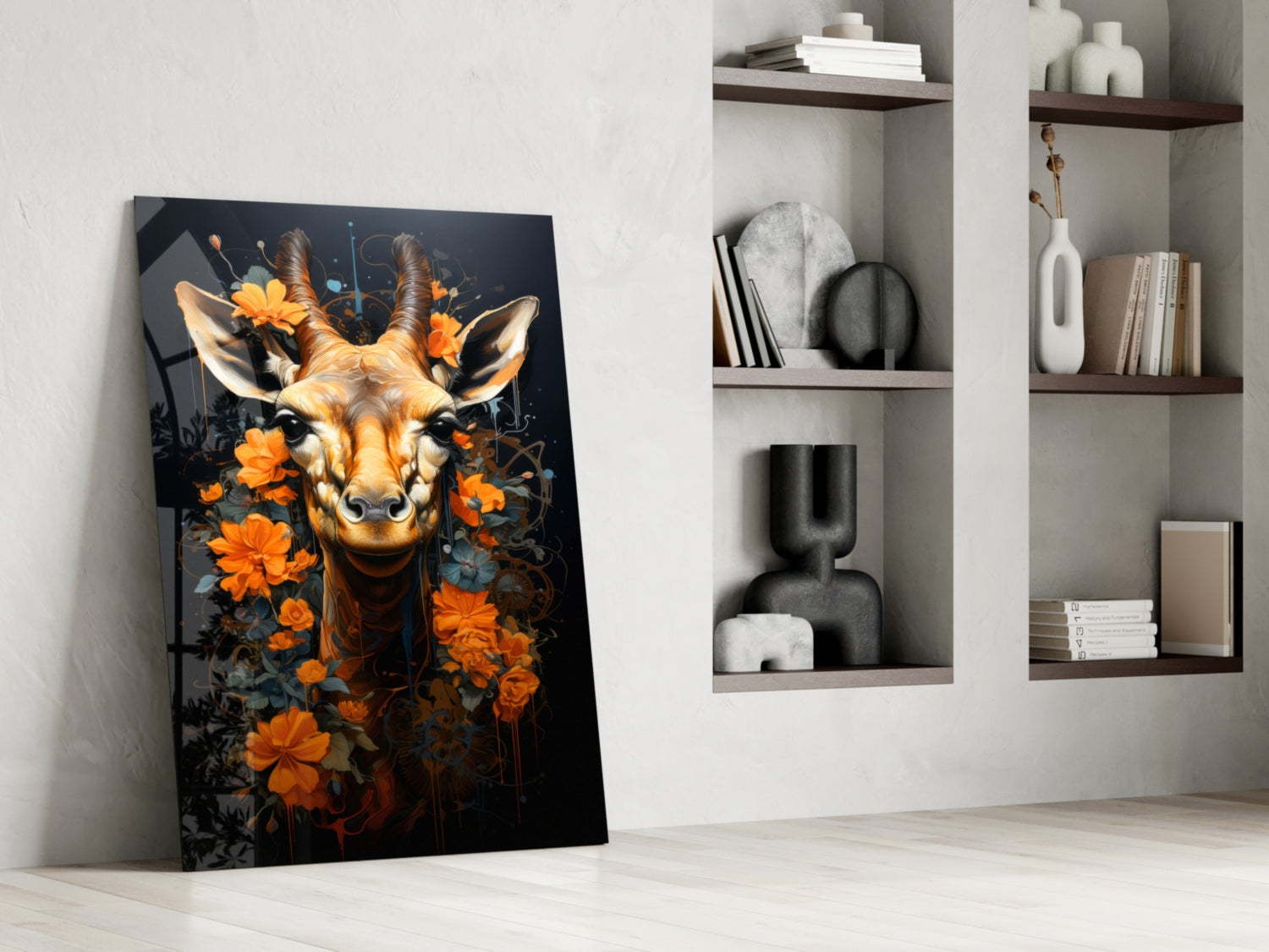 Orange Blossom Antelope Portrait Glass Wall Art