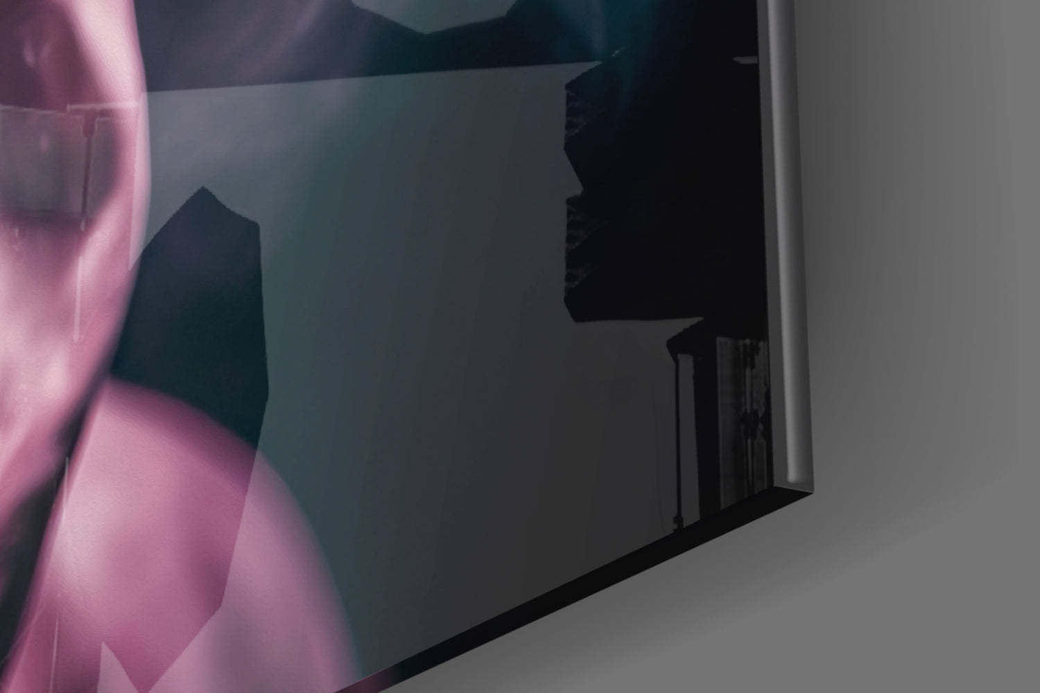 Pink Hood Teal Smoke Rapper Glass Wall Art