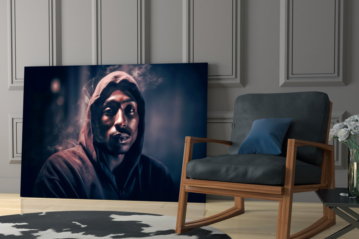 Dark Night Street Hoodie Rapper Glass Wall Art