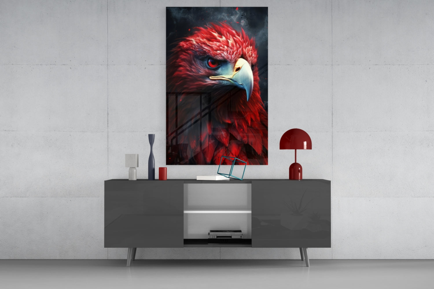Red Eagle Glass Wall Art|| Designer&