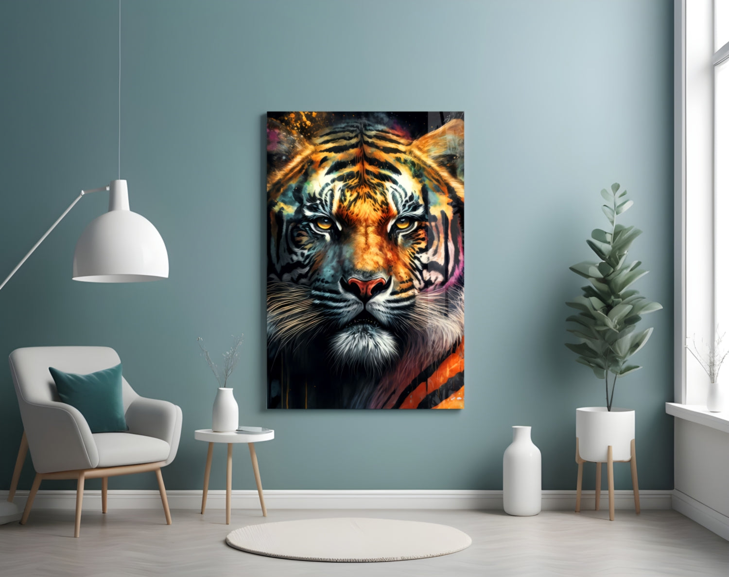 Face of the Tiger Glass Wall Art|| Designer&