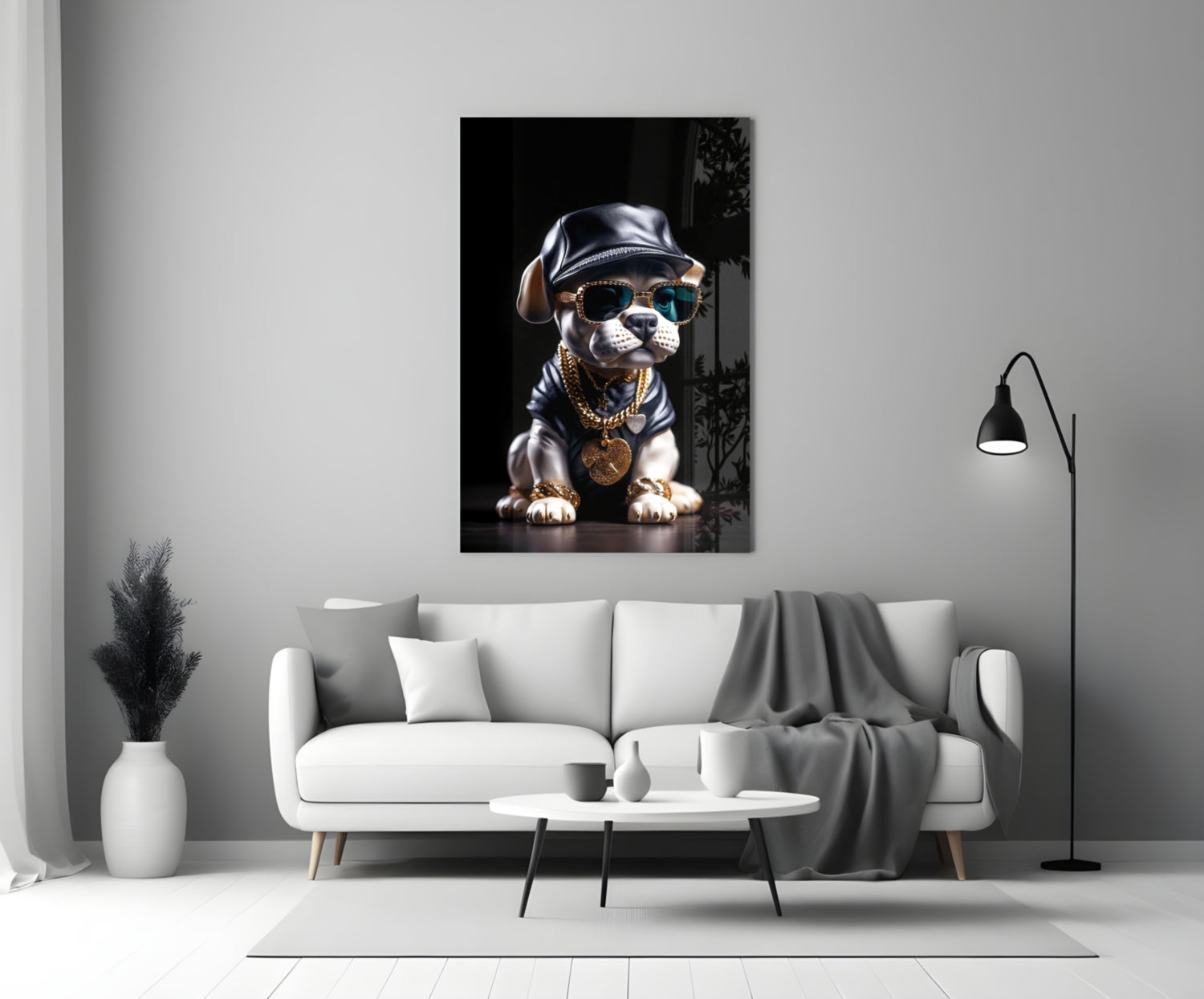Puppy Vogue Glass Wall Art|| Designer&