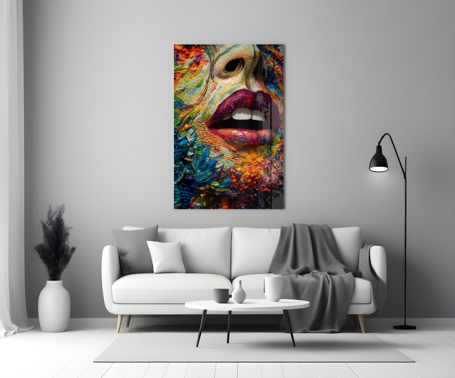 Lips and Flowers Glass Wall Art|| Designer&