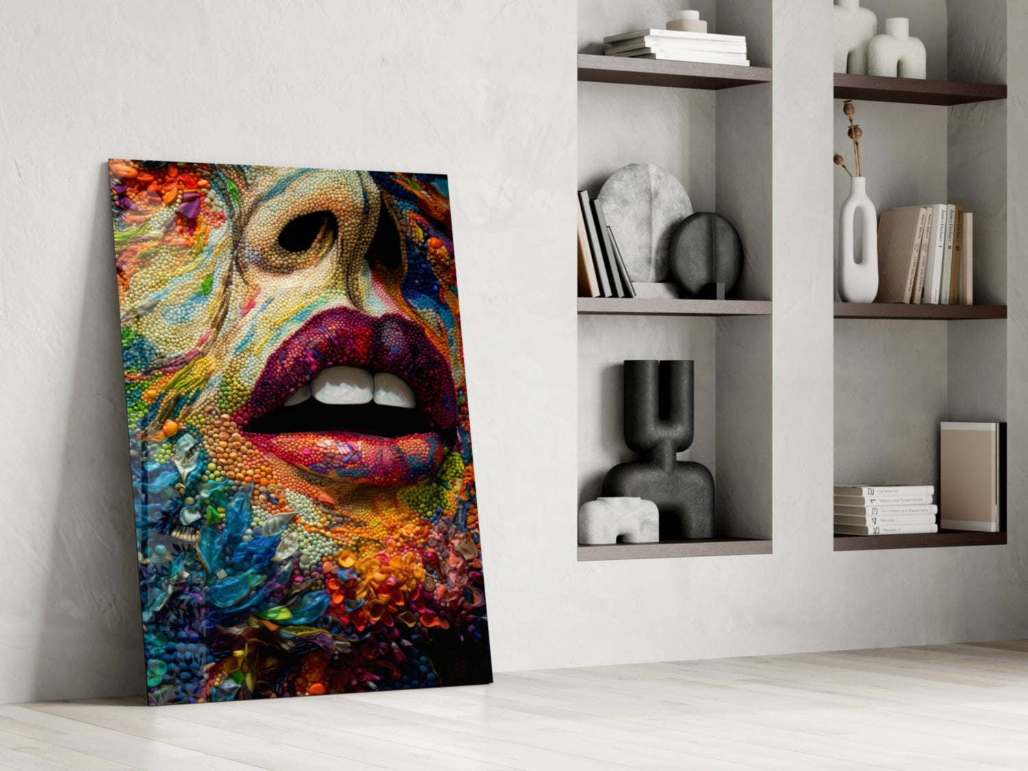 Lips and Flowers Glass Wall Art|| Designer&