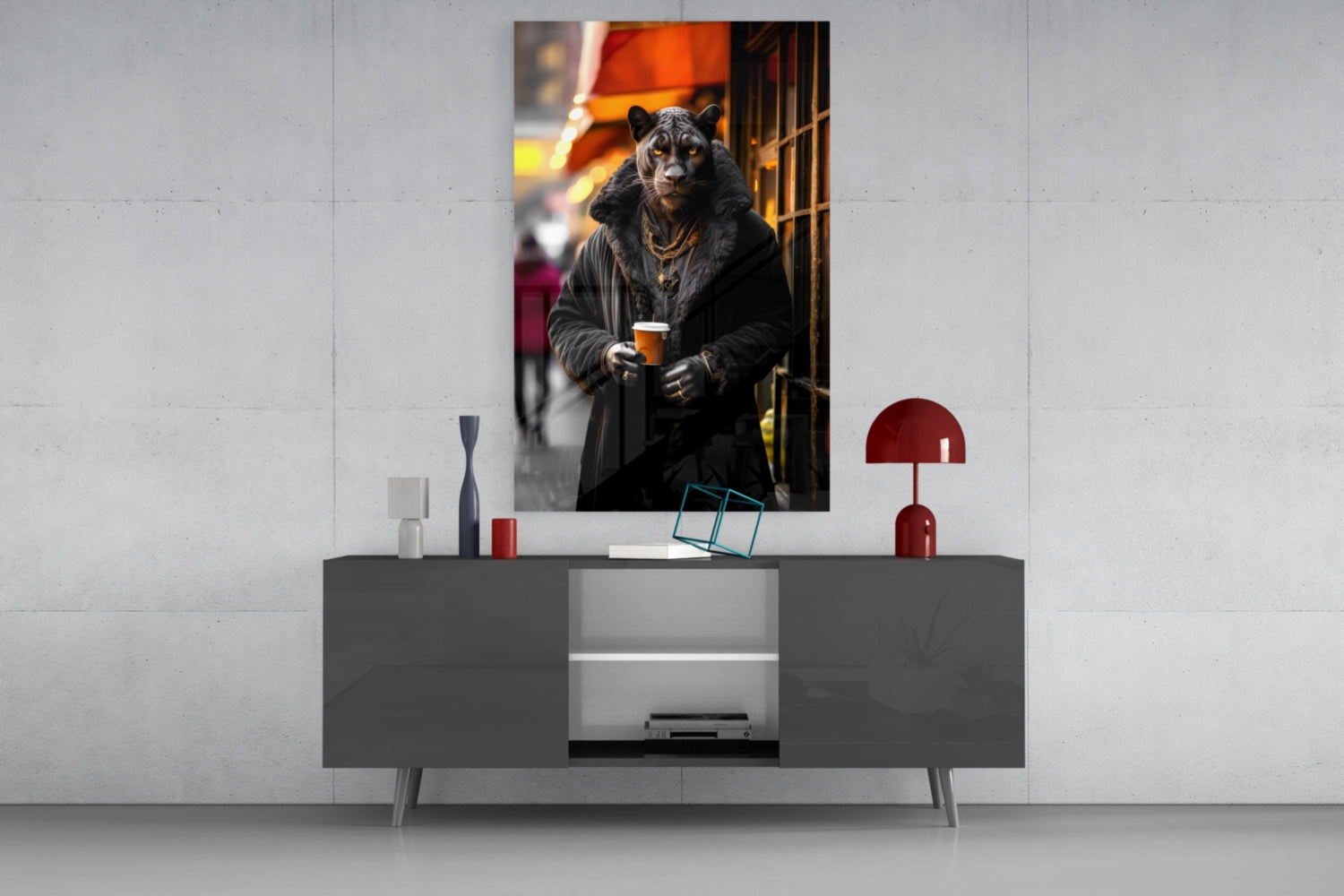 Java the Leopard Glass Wall Art || Designer&