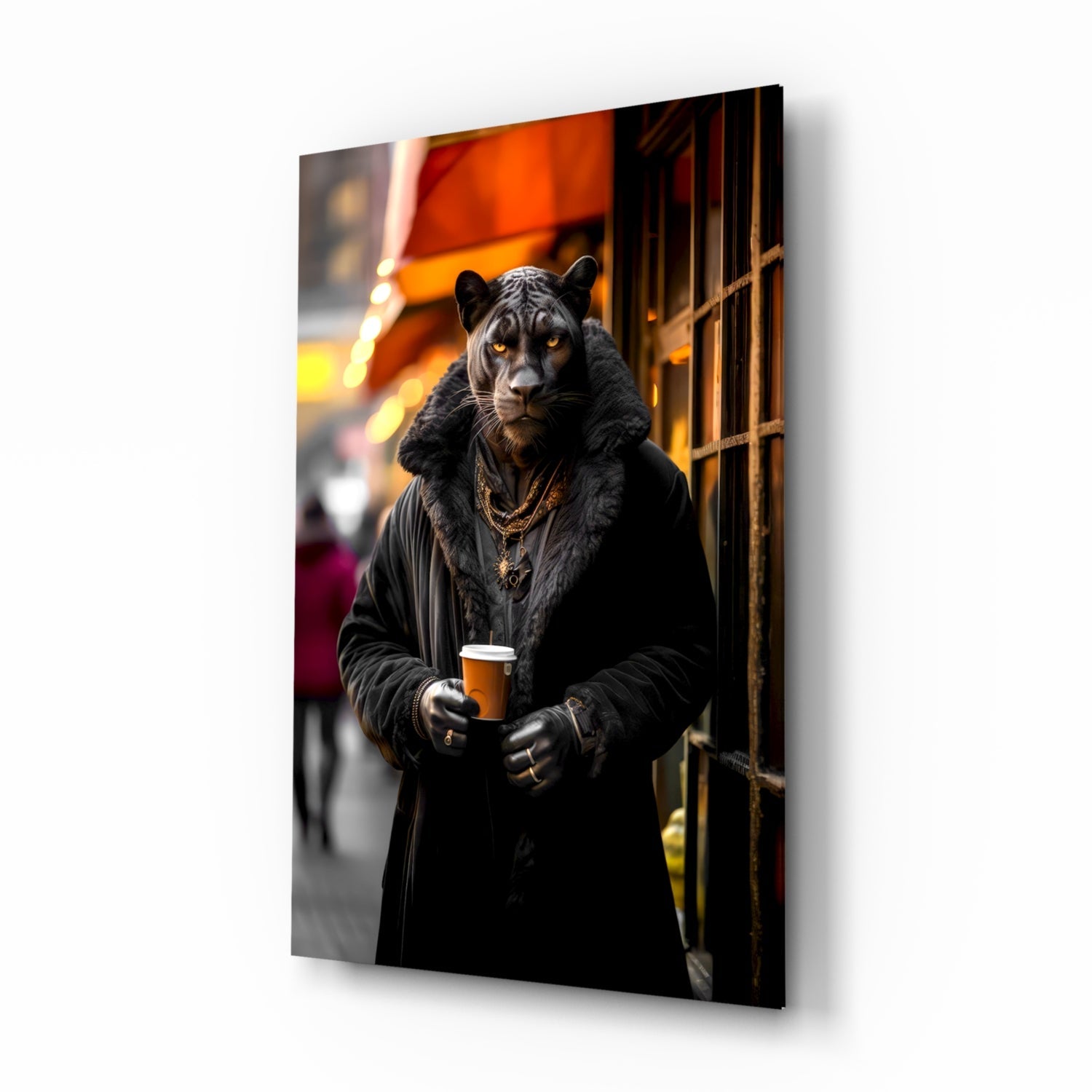 Java the Leopard Glass Wall Art || Designer&