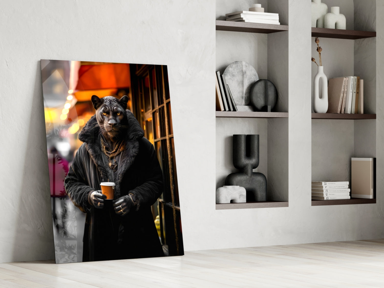 Java the Leopard Glass Wall Art || Designer&