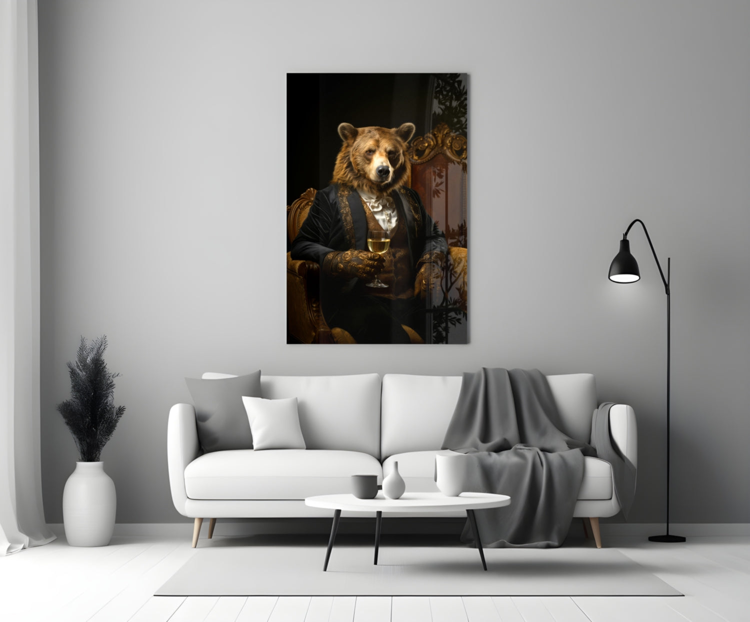 Gentleman - Bear Glass Wall Art|| Designer&