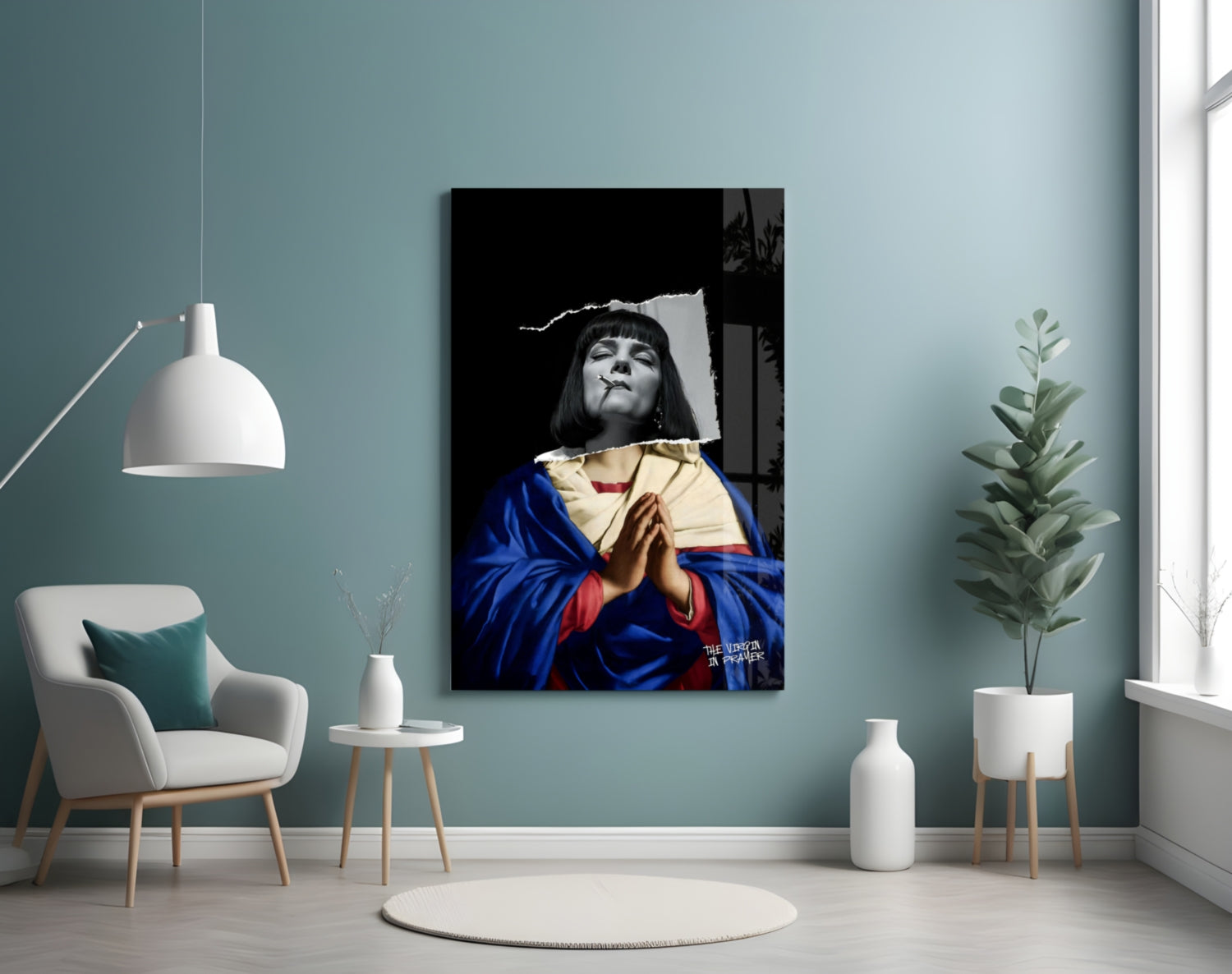 Contemporary Virgin Glass Wall Art || Designer Collection