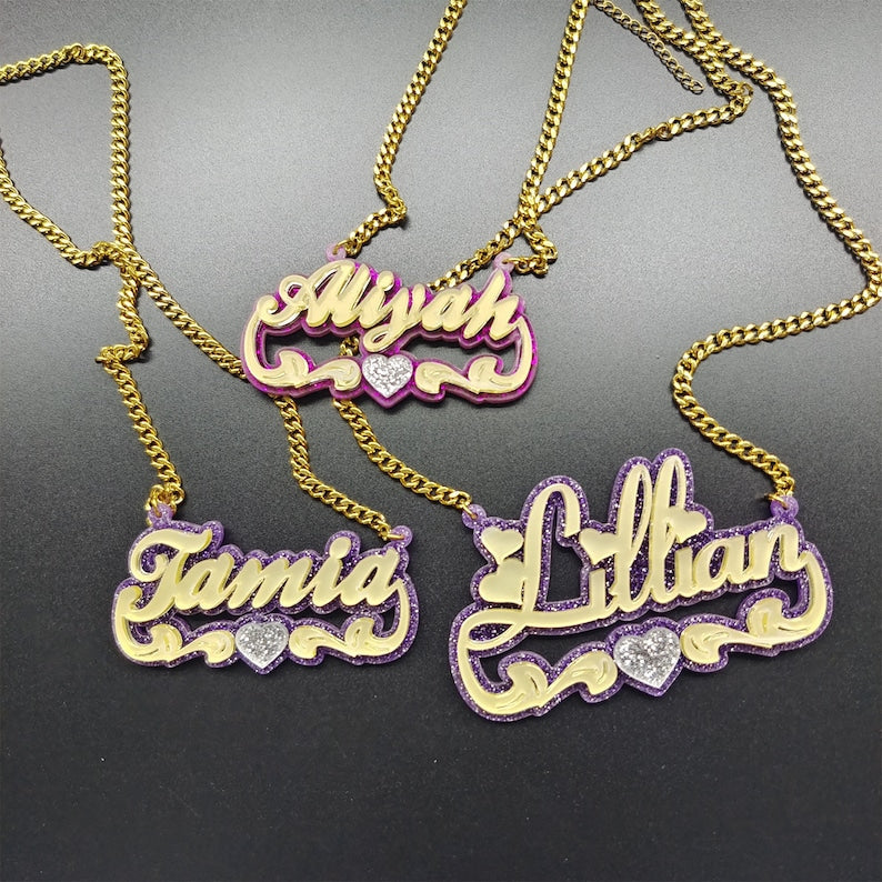 Custom Acrylic Colorful Name Necklace Gift For Her