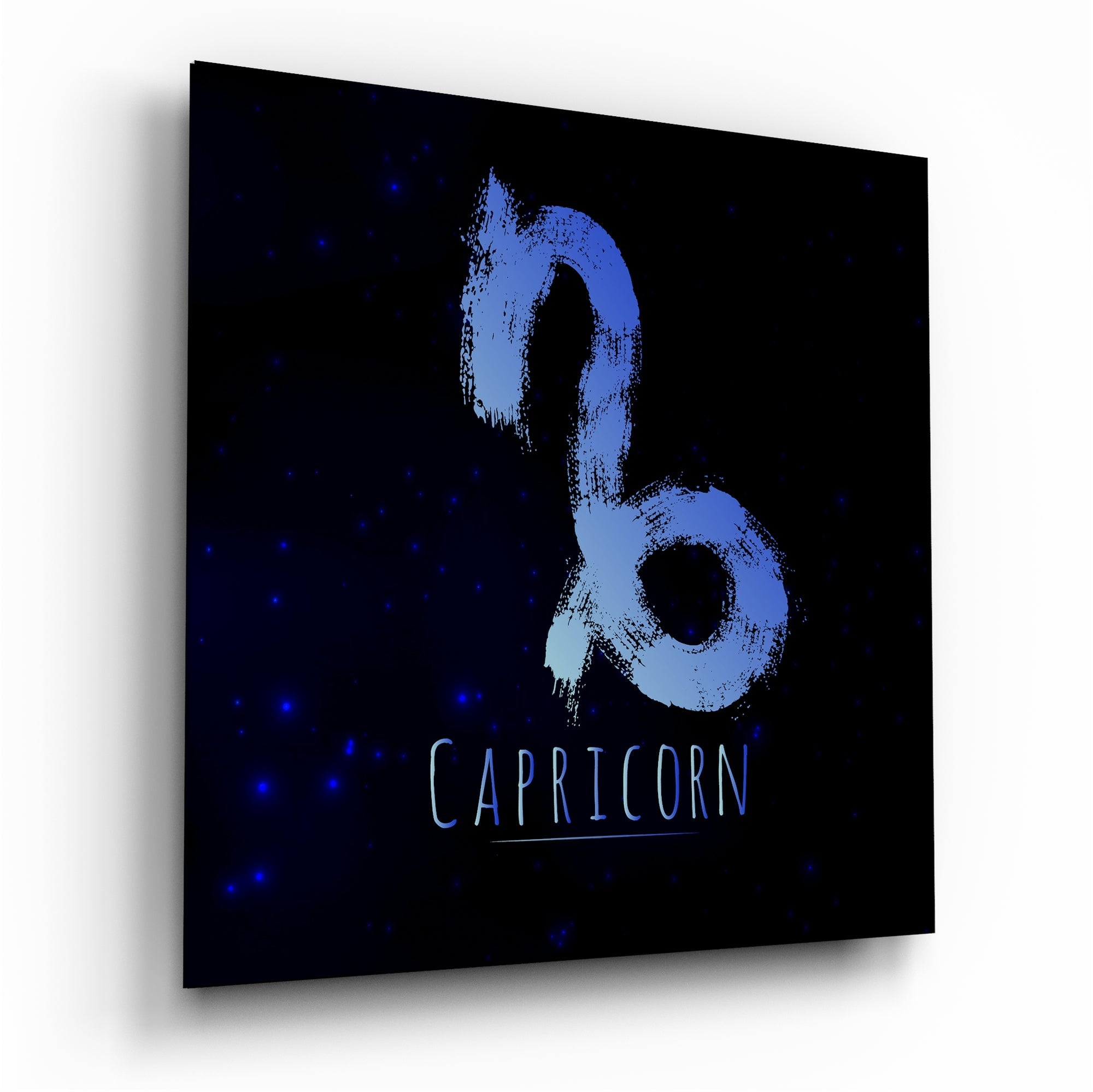 Blue Brushstroke Starry Capricorn Glass Wall Art