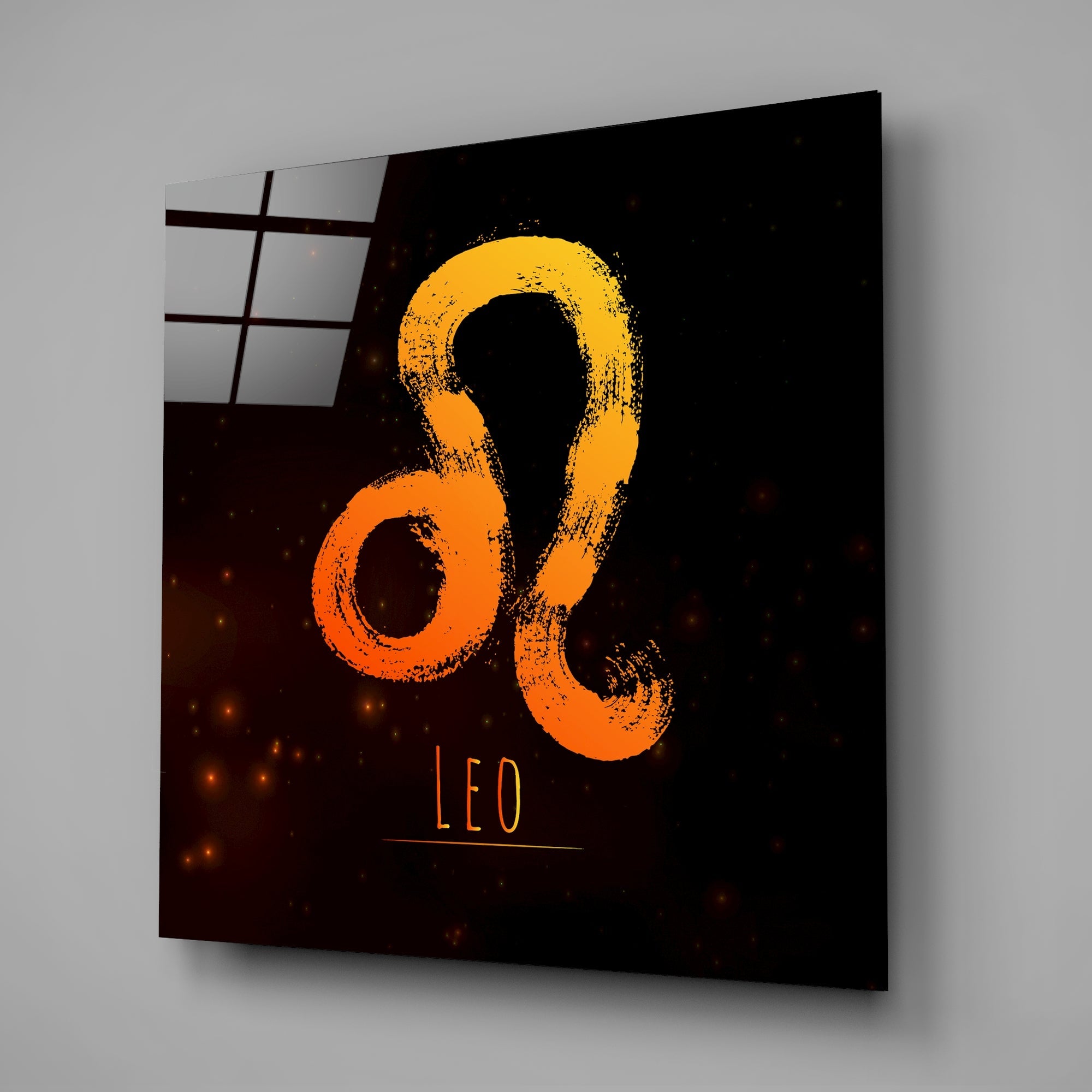 Orange Gradient Ember Sky Leo Glass Wall Art