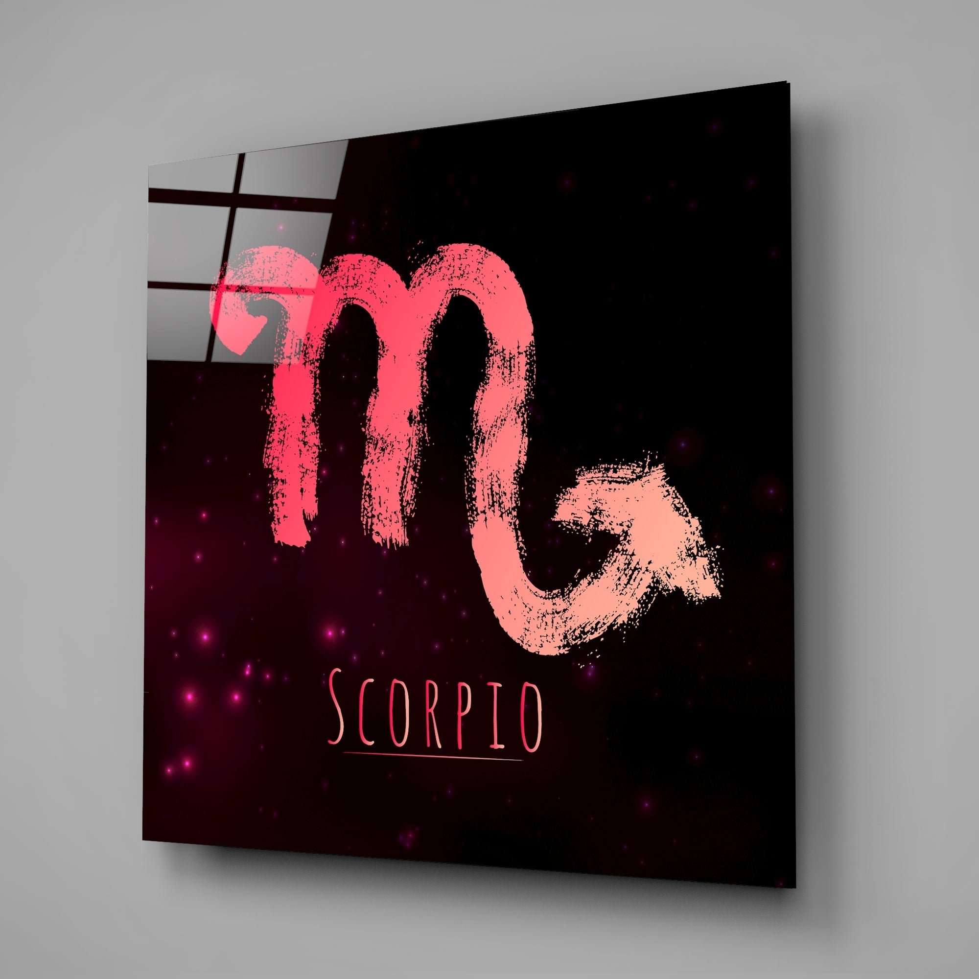 Coral Brushstroke Crimson Sky Scorpio Glass Wall Art