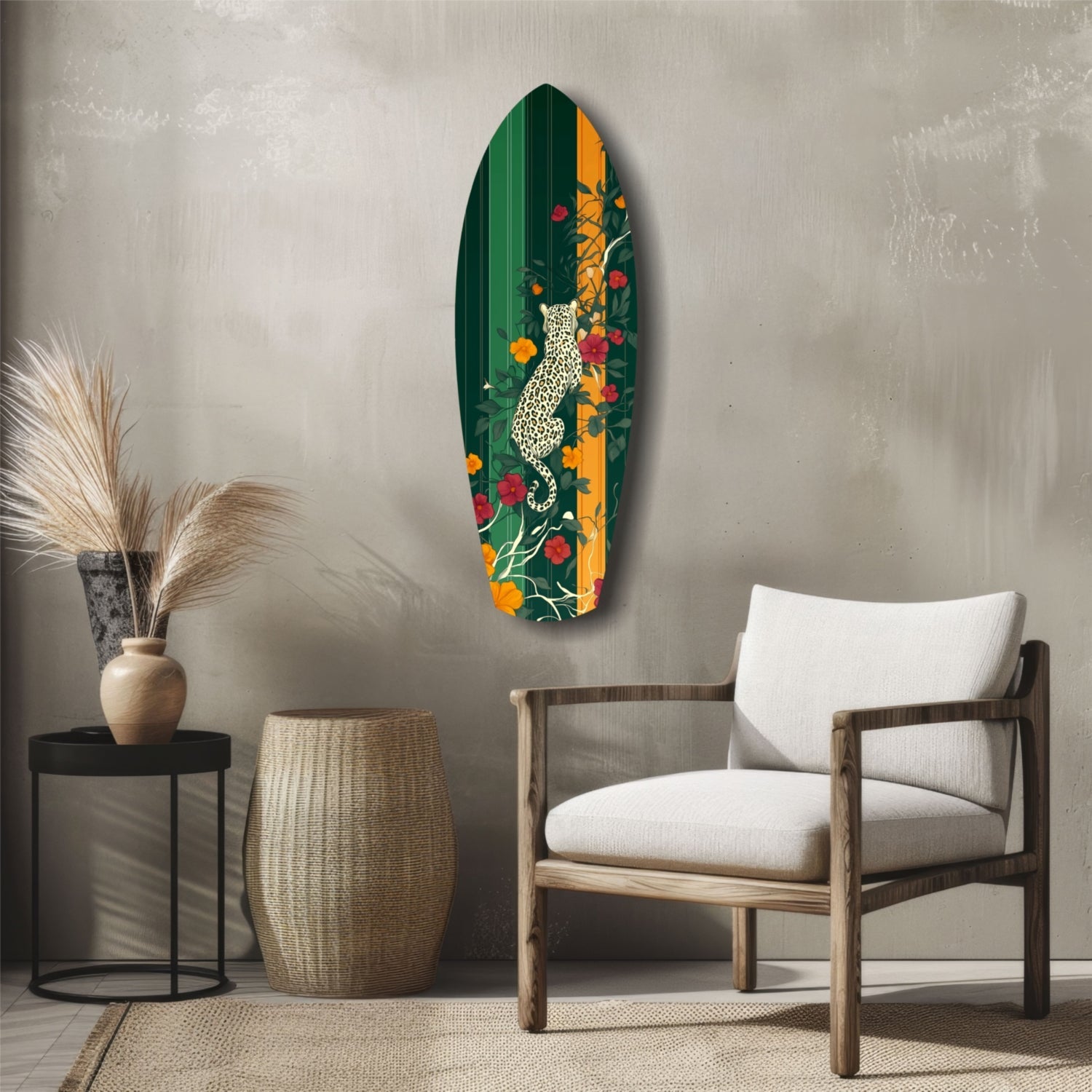 Tiger in the Jungle Glass Wall Art