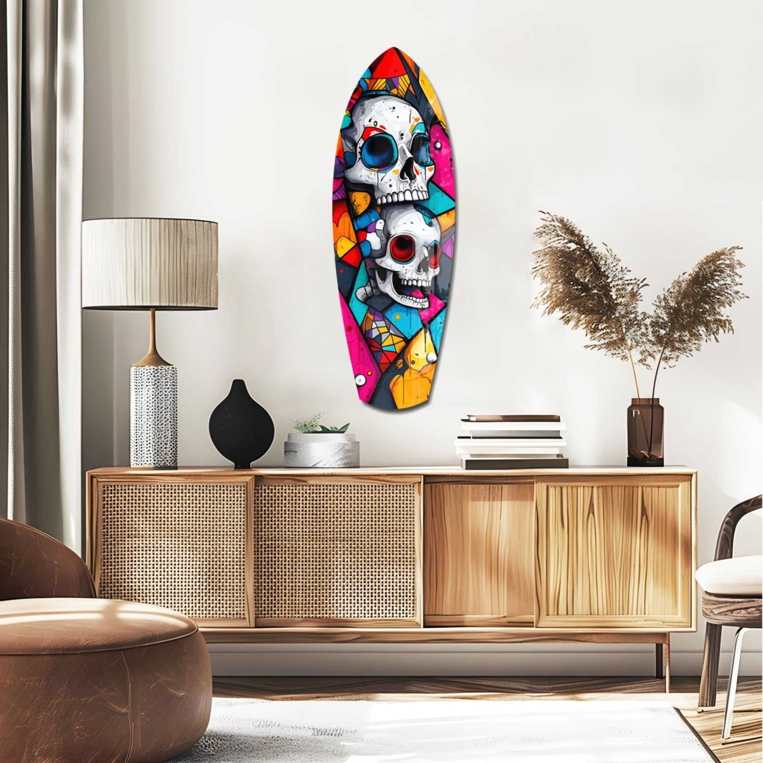 Vintage Skulls Glass Wall Art
