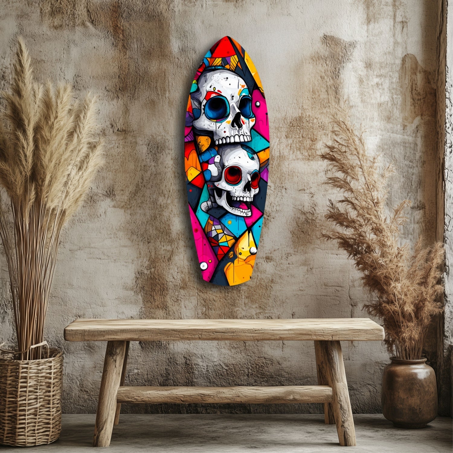 Vintage Skulls Glass Wall Art