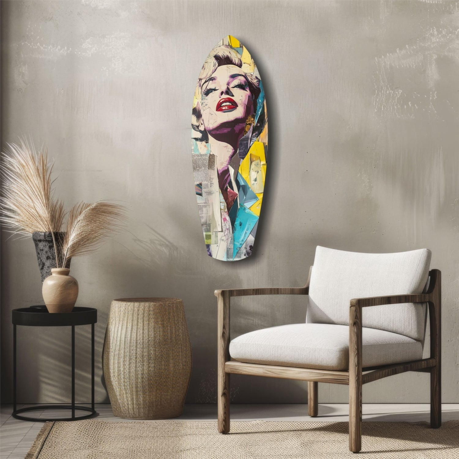 Surfboard Collage Blonde Glass Wall Art