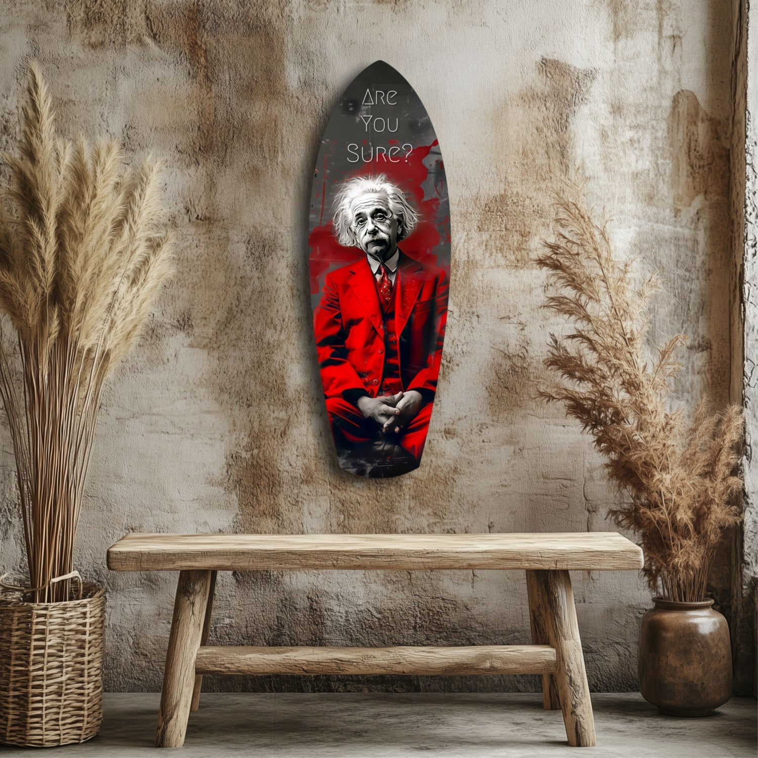 Red Suit Genius Are You Sure Surfboard Glass Wall Art