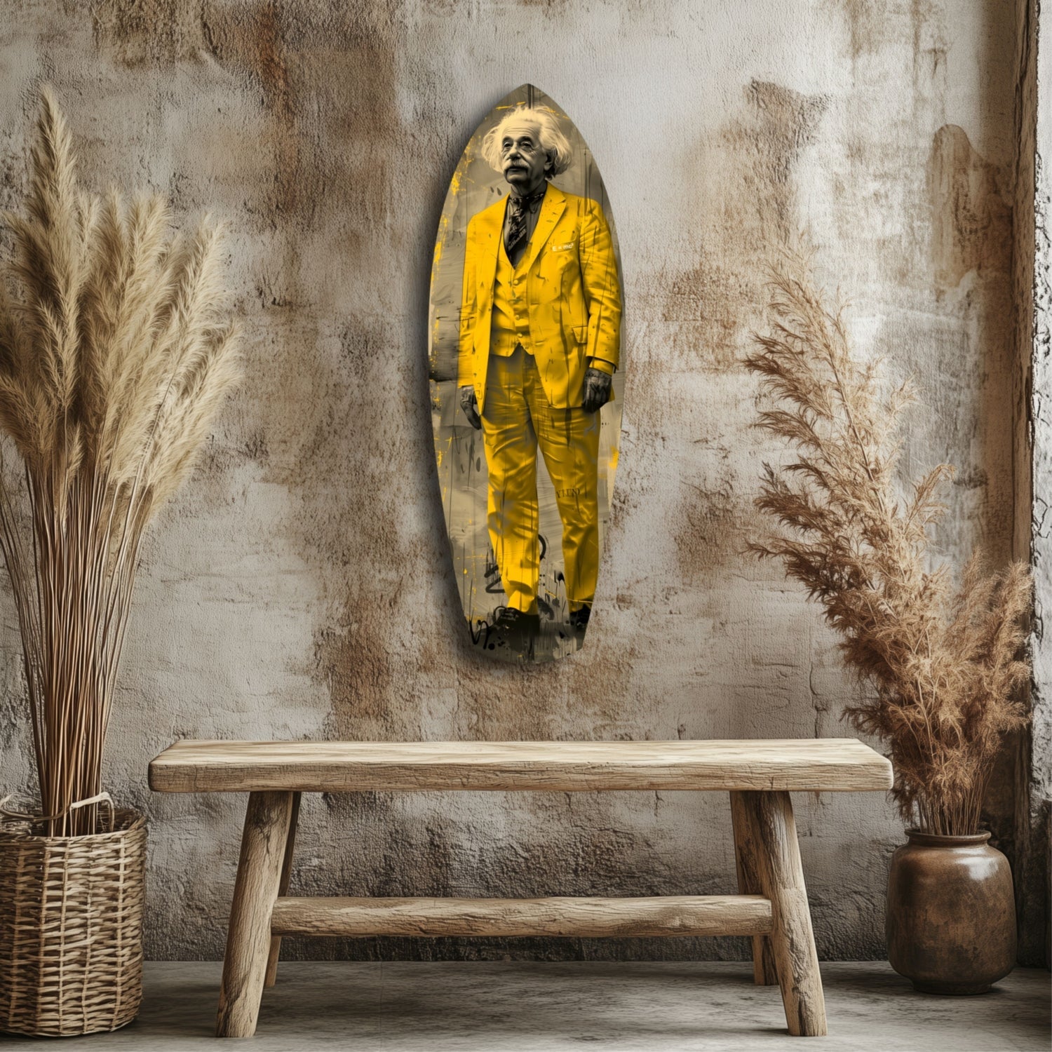 Standing Scientist Portrait Glass Wall Art