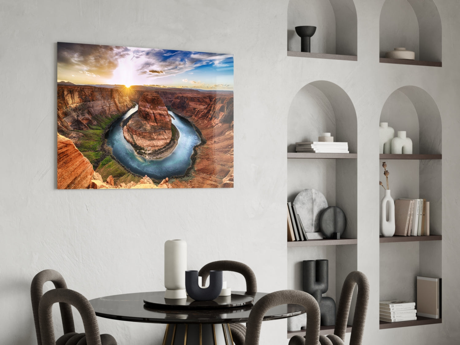 Horseshoe River Bend Canyon Sunset Glass Wall Art